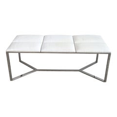 Used Baughman Style Polished Steel Bench