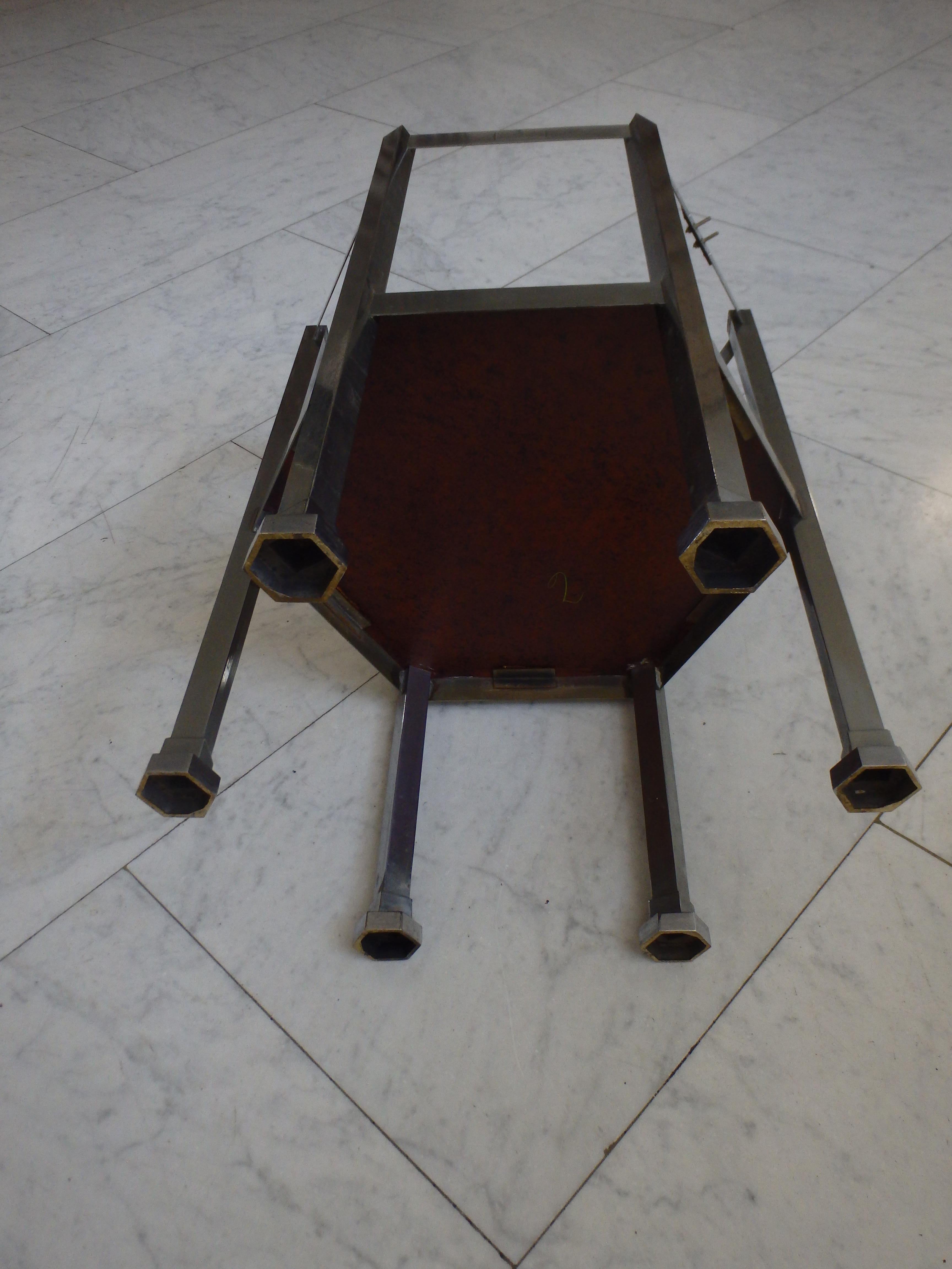 Bauhaus-Tisch mit 2 Platten und Licht im Inneren aus Chrom und schwarzem Bakelit, Modell „SULTANE“ im Angebot 8