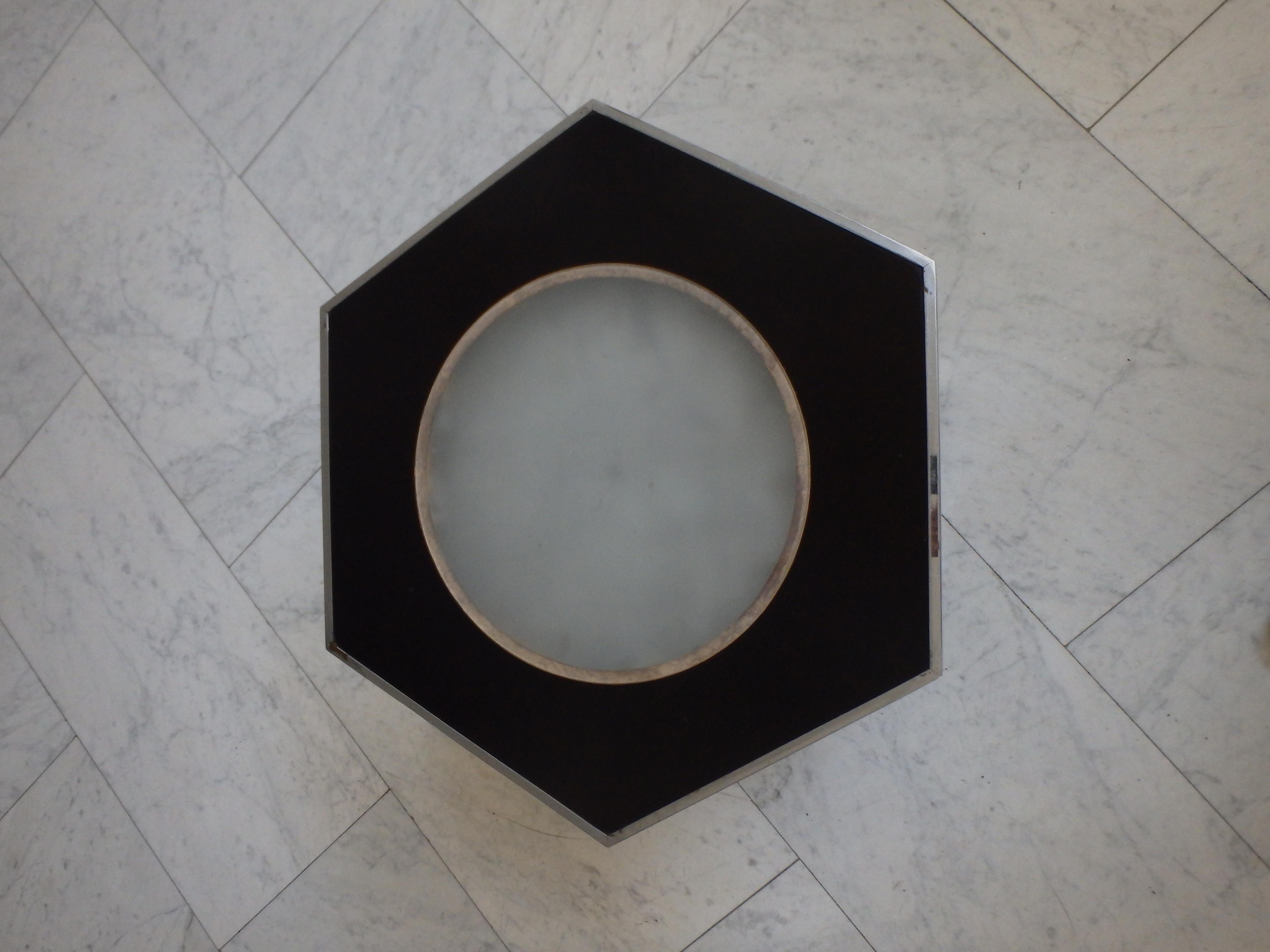 Bauhaus-Tisch mit 2 Platten und Licht im Inneren aus Chrom und schwarzem Bakelit, Modell „SULTANE“ (Französisch) im Angebot