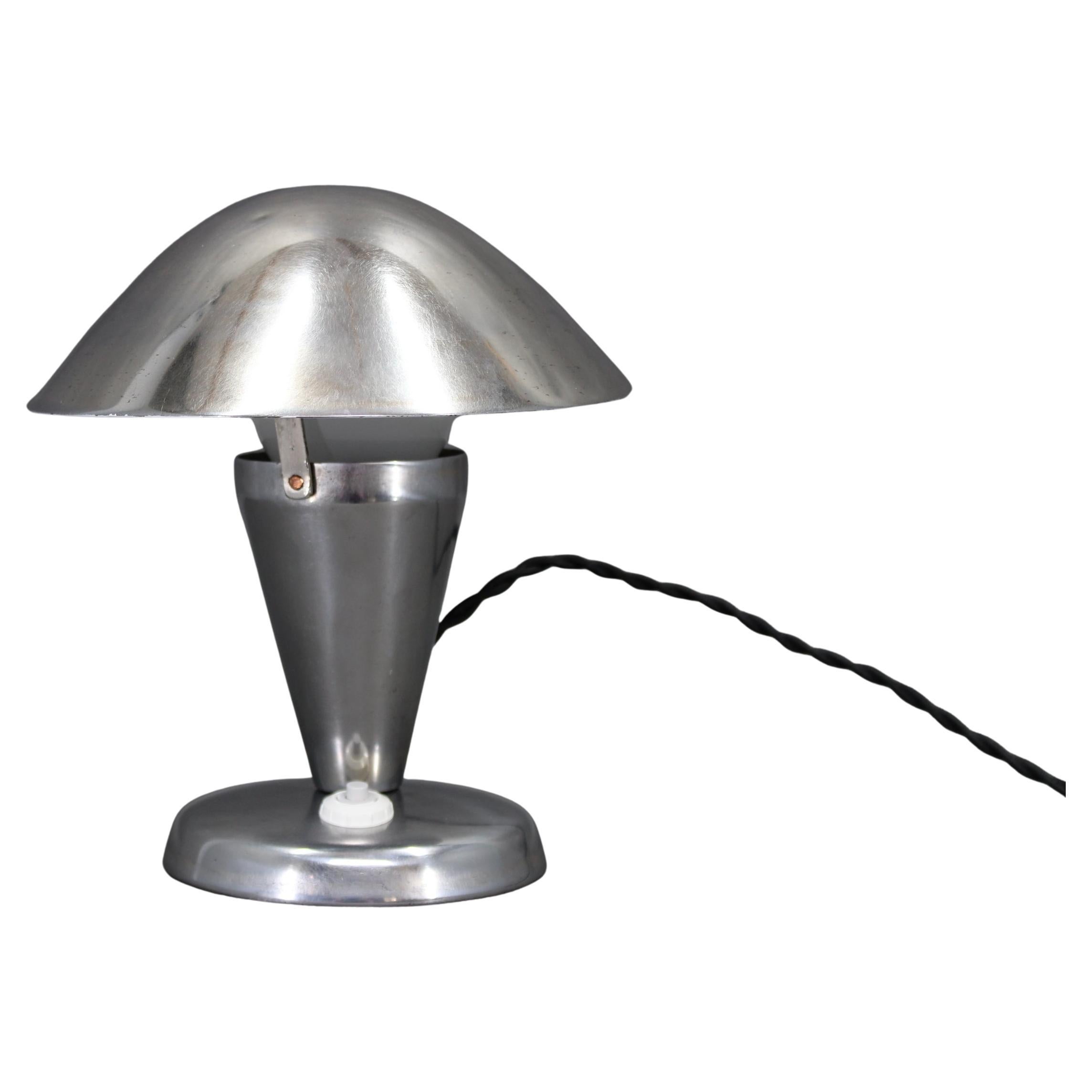 Bauhaus Adjustable Chrome Mushroom Table Lamp, Czechoslovakia, 1930s For Sale