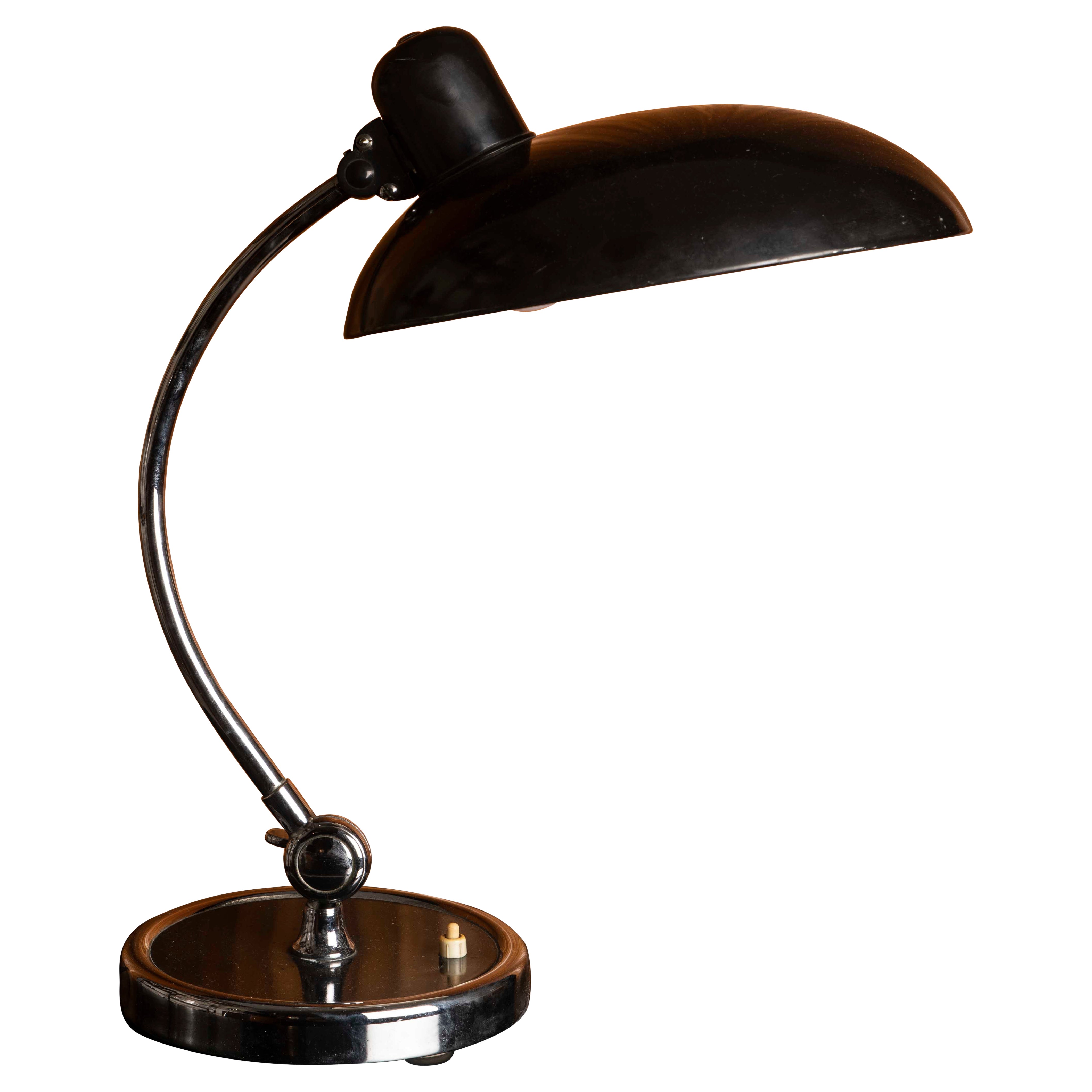 Verstellbare Bauhaus-Schreibtischlampe in Schwarz und Chrom, Mitte 20.
