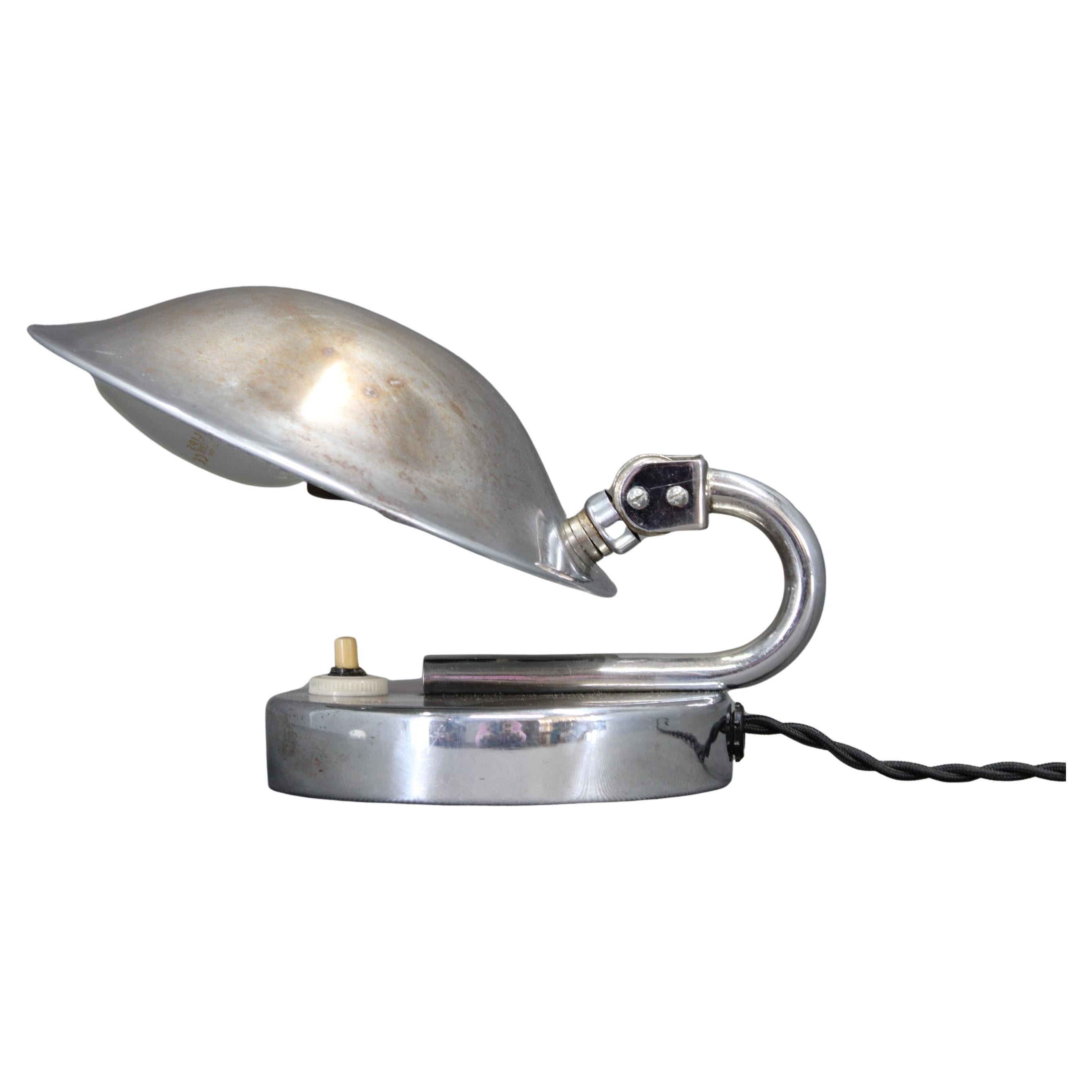 Bauhaus Adjustable Nickel Table Lamp, Czechoslovakia, 1930s For Sale