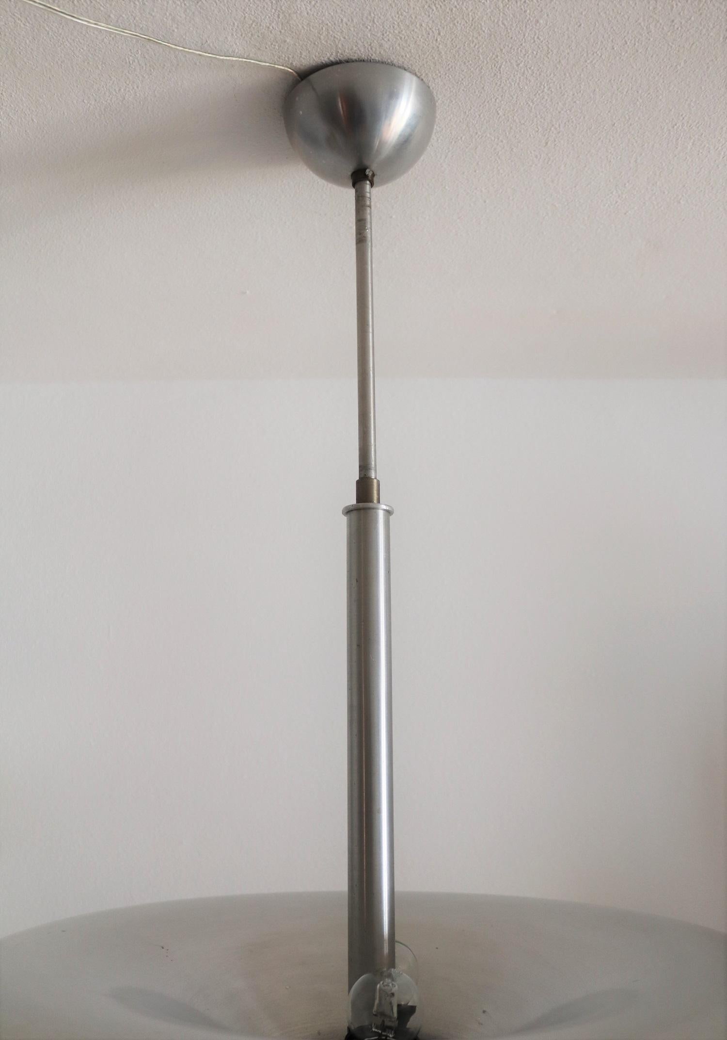 Bauhaus Aluminium Pendant Chandelier with Double Illumination, 1940s 8