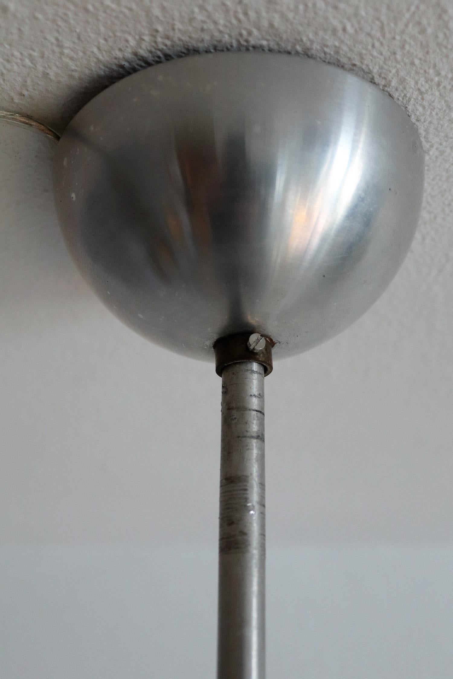 Bauhaus Aluminium Pendant Chandelier with Double Illumination, 1940s 12