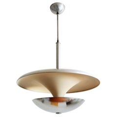 Bauhaus Aluminium Pendant Chandelier with Double Illumination, 1940s