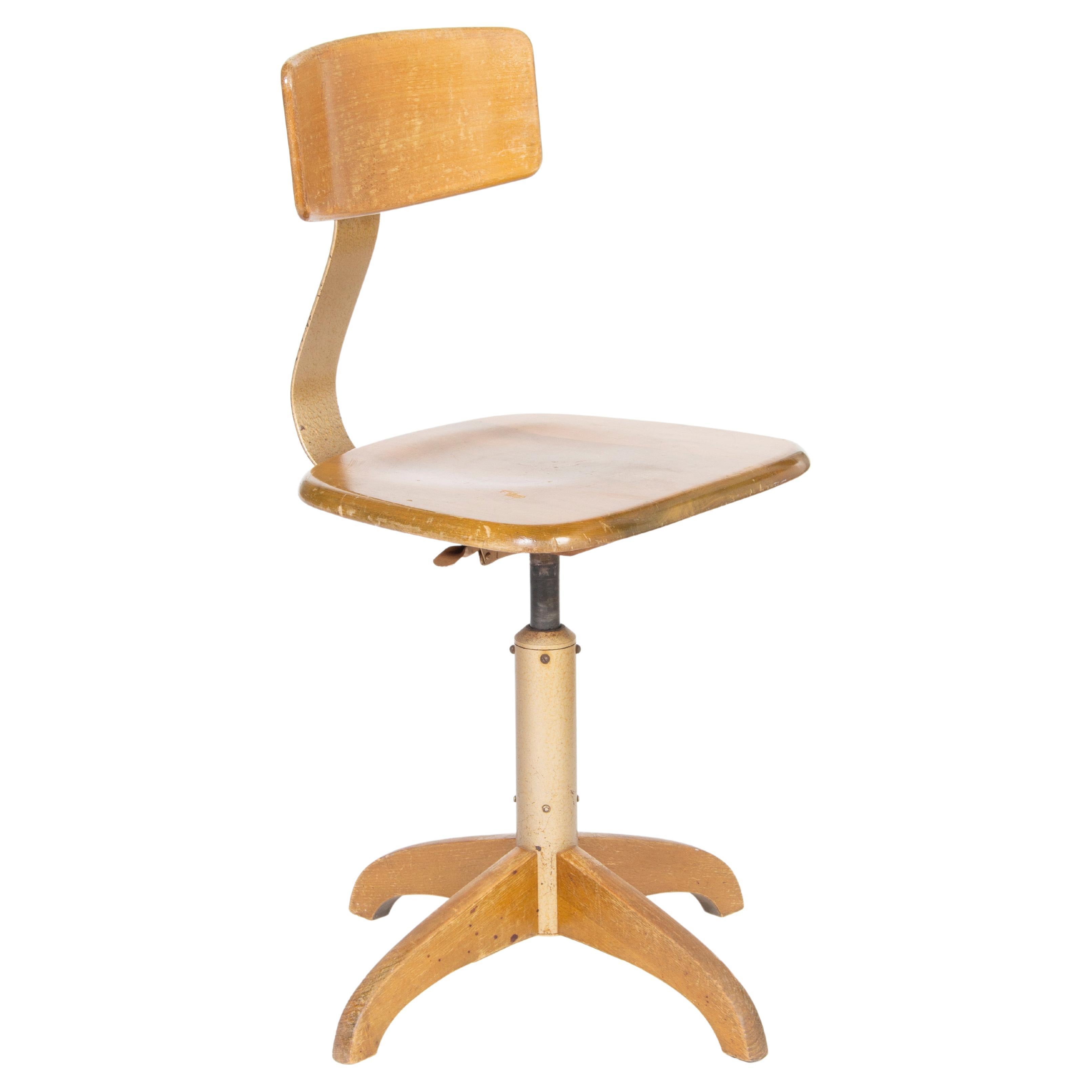 Bauhaus Ama Elastik Wooden Workshop Swivel Chair, Model No. 364 For Sale