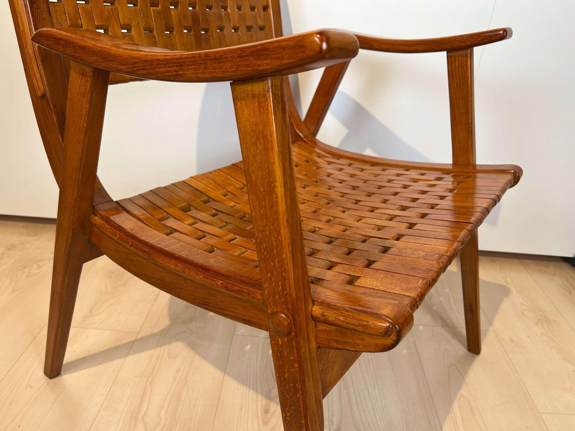 Bauhaus Armchair by Gelenka, Beech and Plywood, Elastic Seat, Germany ca. 1930s 10