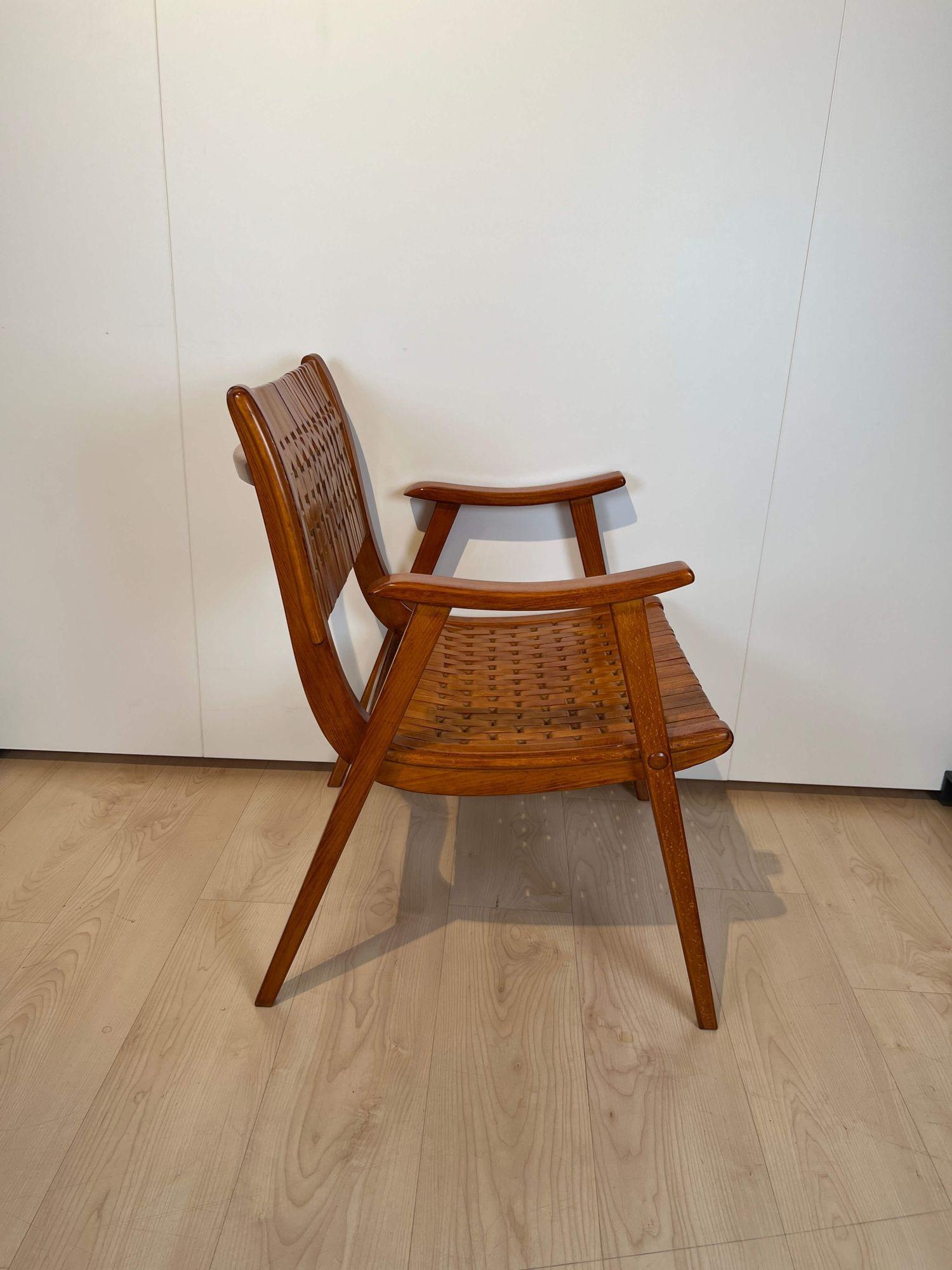 Bauhaus Armchair by Gelenka, Beech and Plywood, Elastic Seat, Germany ca. 1930s 1