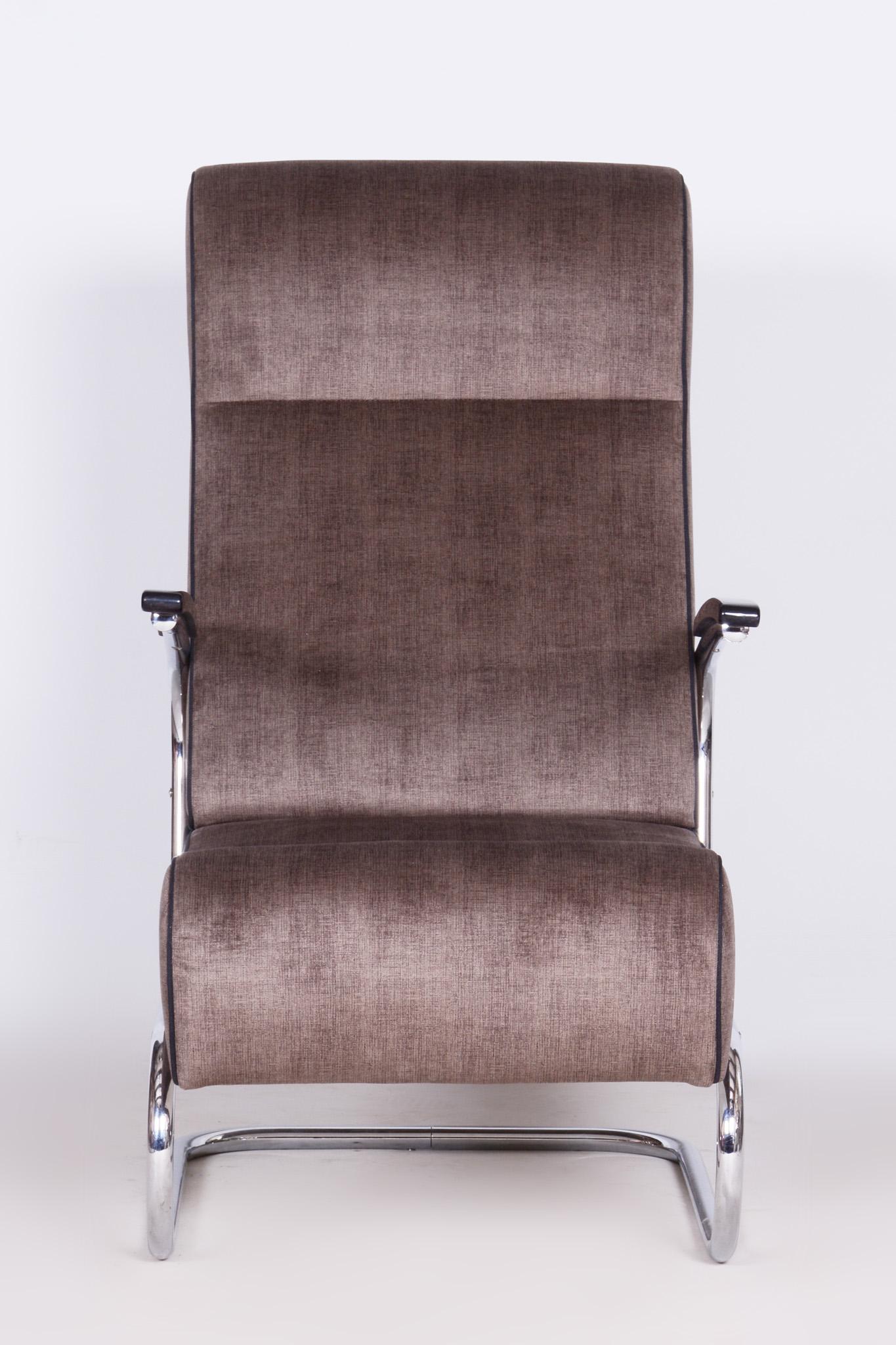 Bauhaus Armchair by Mücke Melder, Restored, New Upholstery, Czechia, 1930s For Sale 7