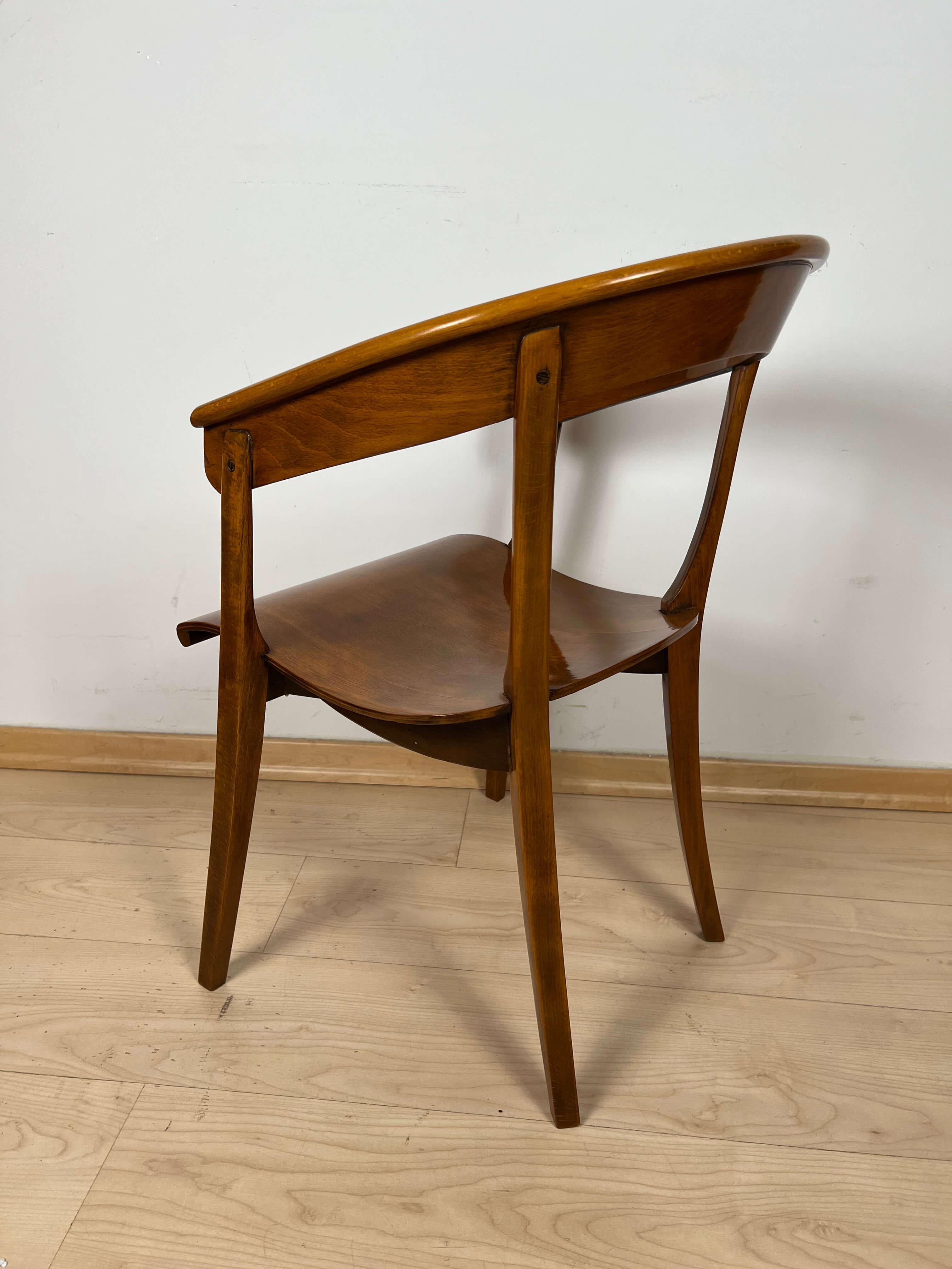 Beech Bauhaus Armchair by Rockhausen, Polished Wood, Germany, 1928 For Sale