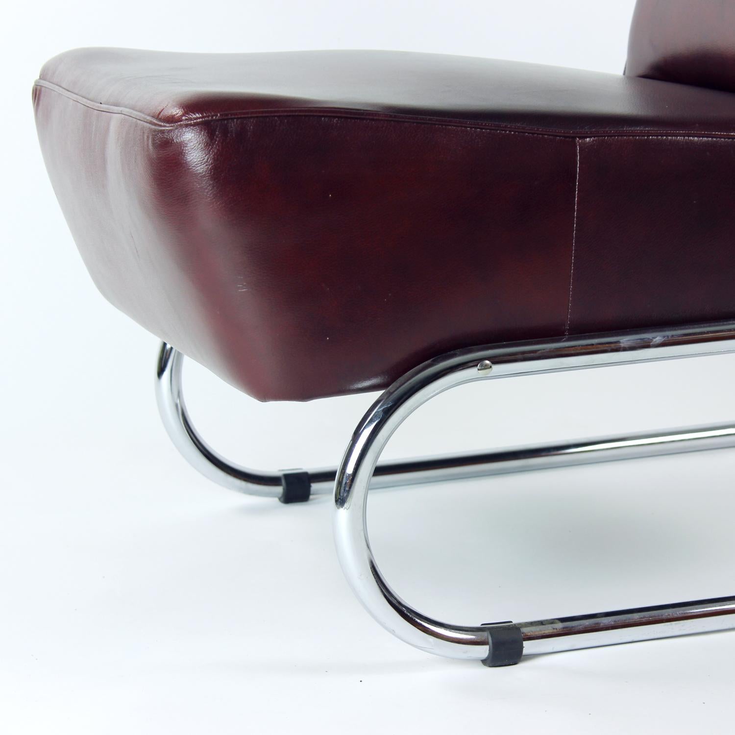 Bauhaus Armchair In Chrome & Leather, Czechoslovakia 1930s For Sale 8