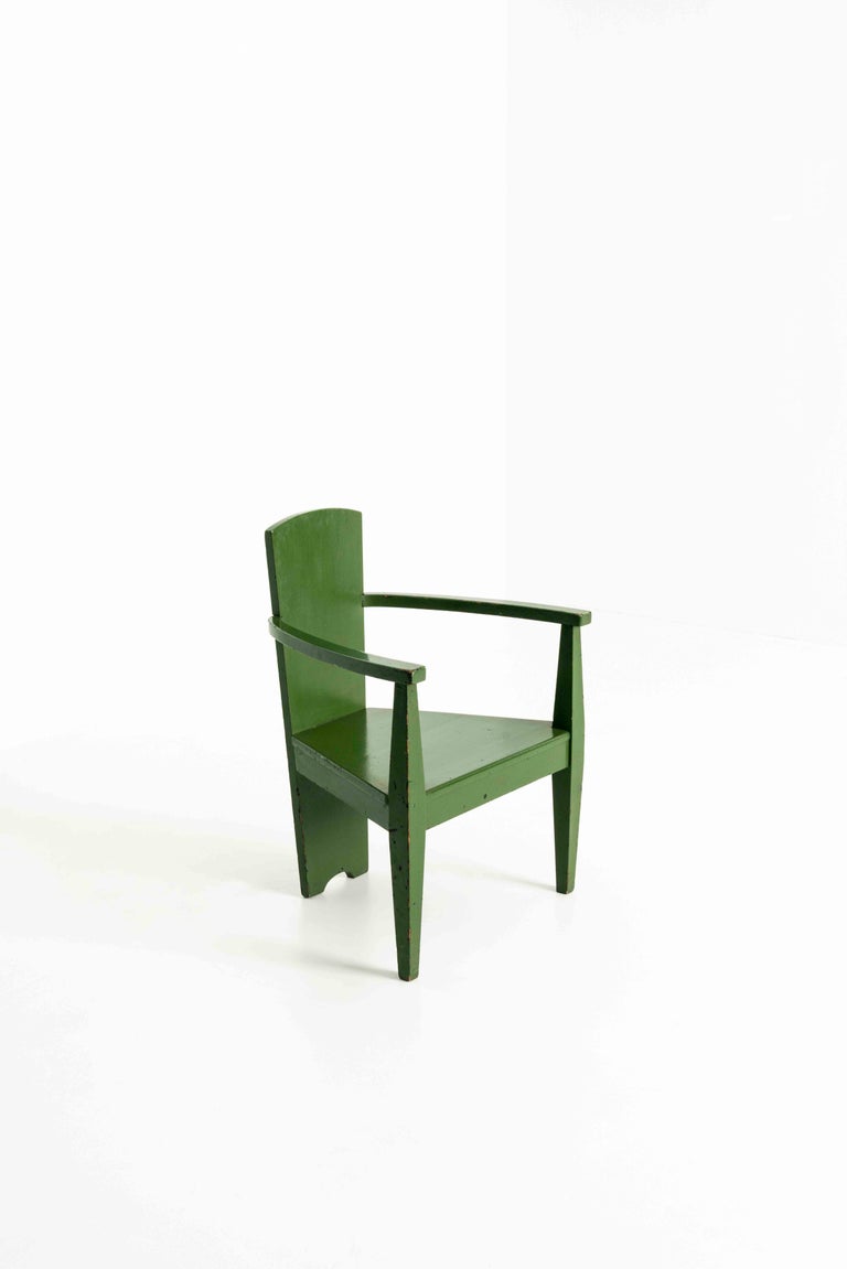 Bauhaus Armchair in Green Paint, Germany 1930s In Good Condition For Sale In Hellouw, NL