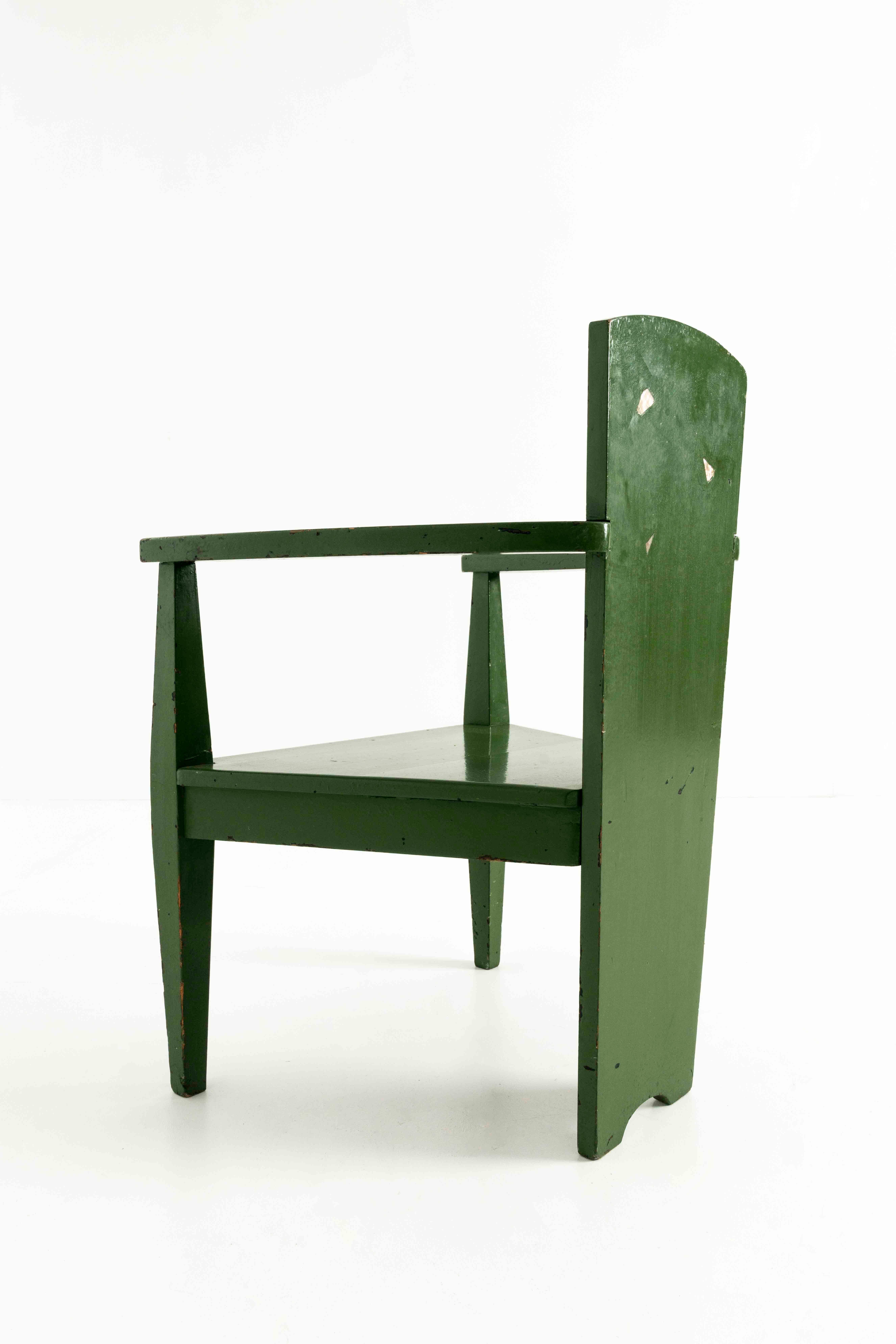 Mid-20th Century Bauhaus Armchair in Green Paint, Germany 1930s