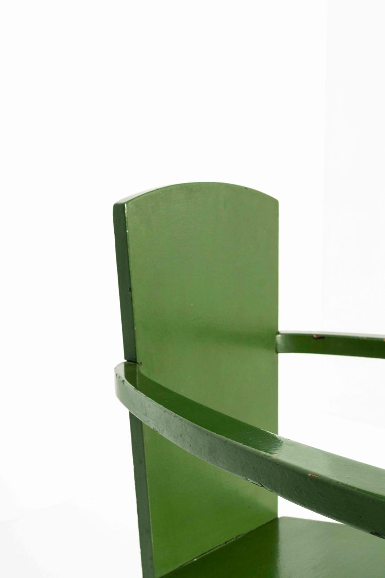 Bauhaus Armchair in Green Paint, Germany 1930s For Sale 2