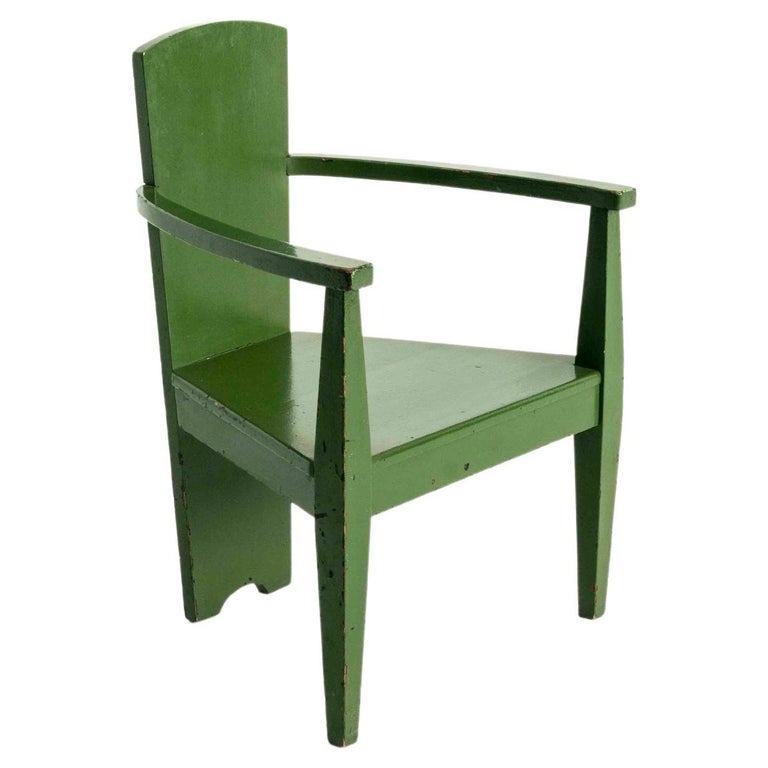 Bauhaus Armchair in Green Paint, Germany 1930s For Sale