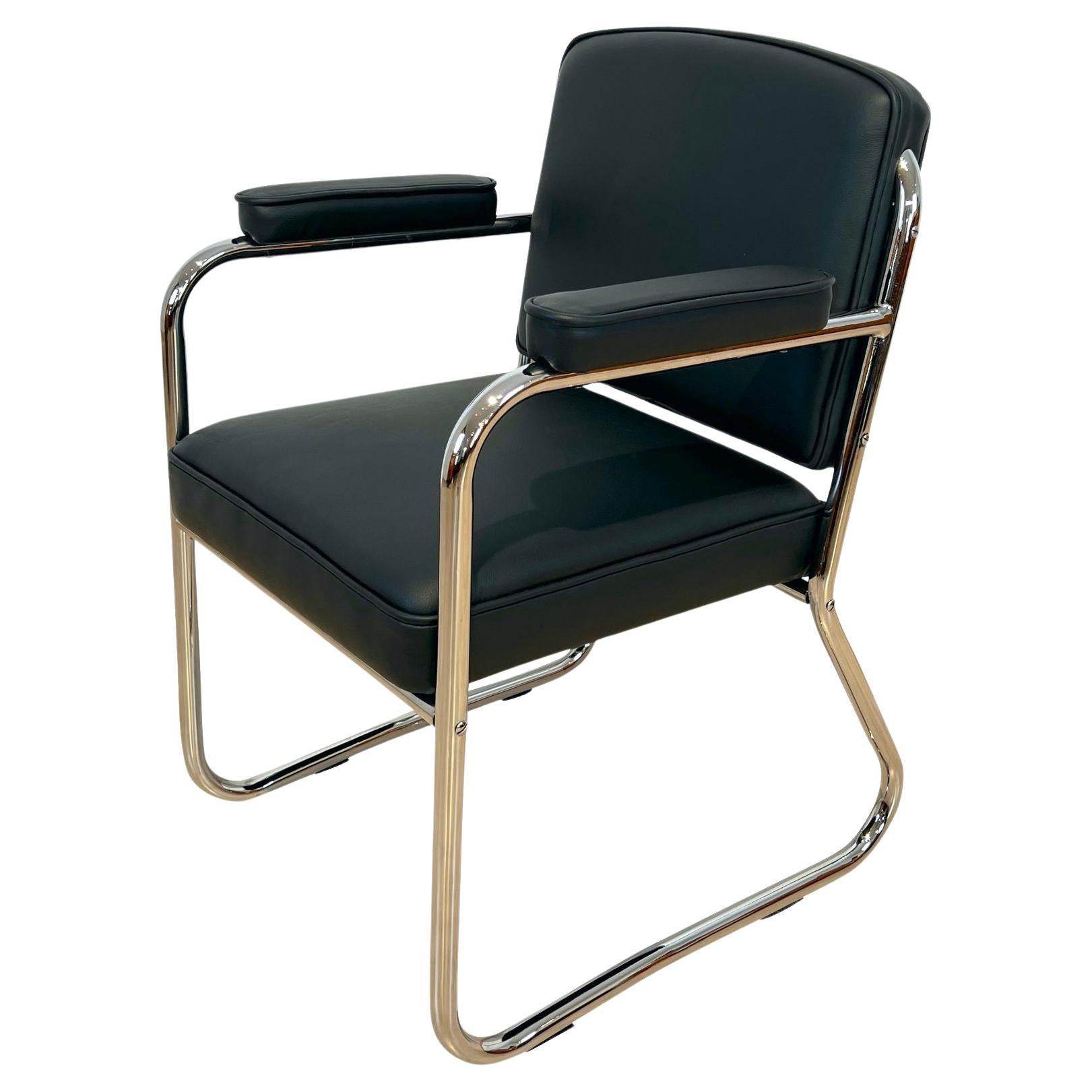 Bauhaus-Sessel, verchromte Stahlrohre, Leder, Deutschland um 1930