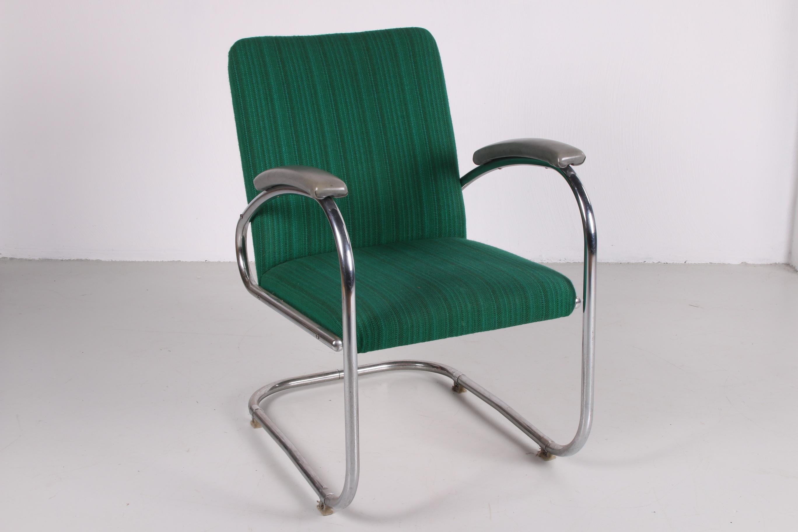 Mid-20th Century Bauhaus Armchairs Bridge with Table and Footstool Made by Mauser, Germany