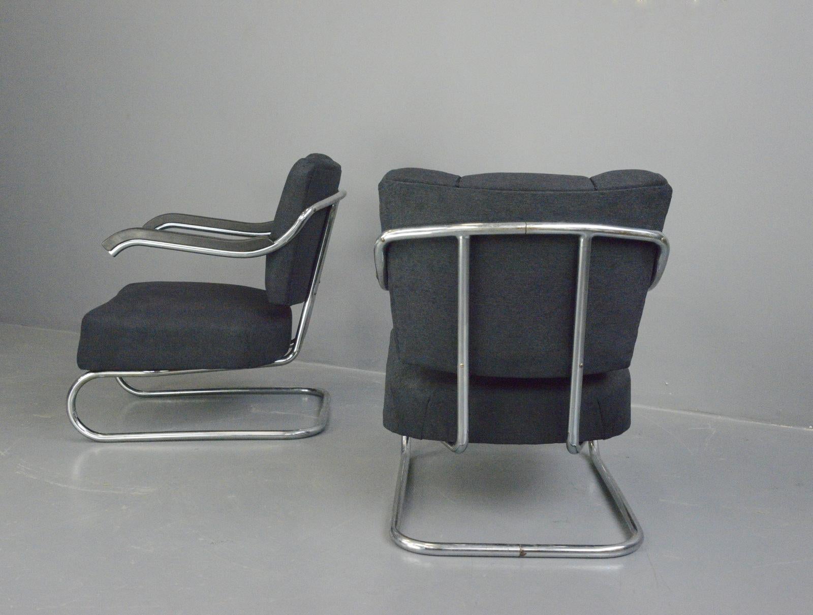 Steel Bauhaus Armchairs by Mucke Melder circa 1930s