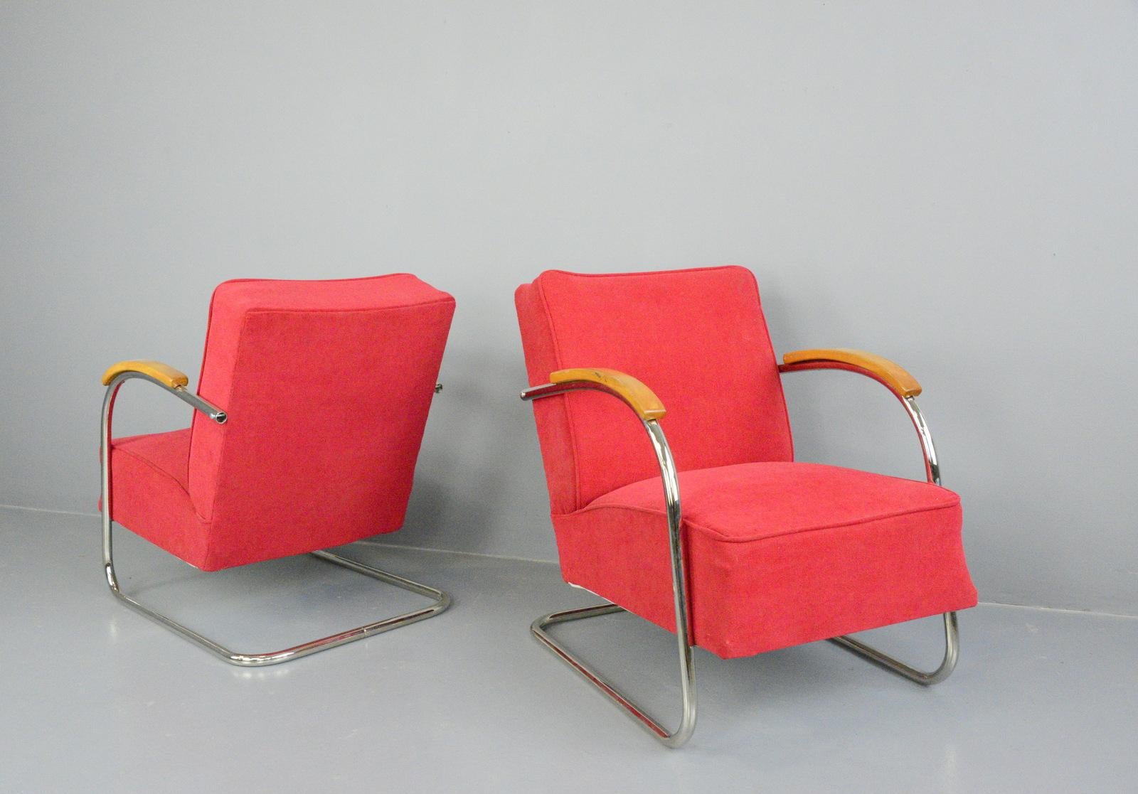 Mid-20th Century Bauhaus Armchairs by Mucke Melder, circa 1930s For Sale