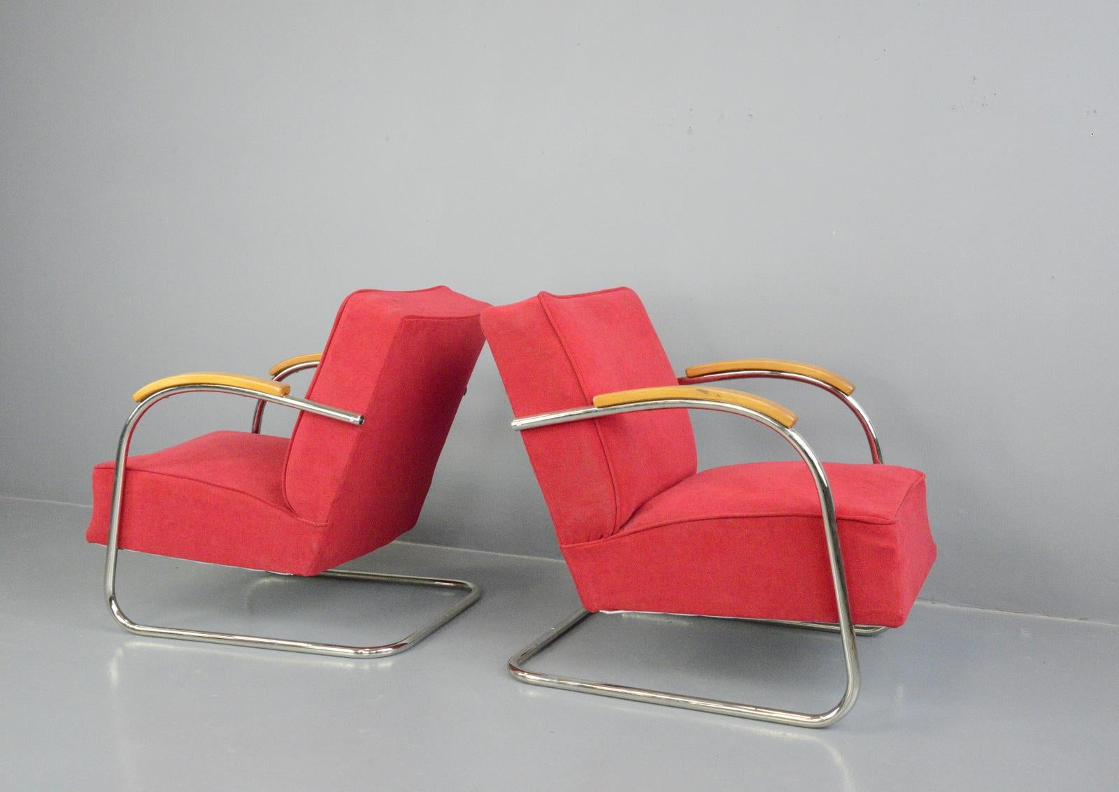 Steel Bauhaus Armchairs by Mucke Melder, circa 1930s For Sale