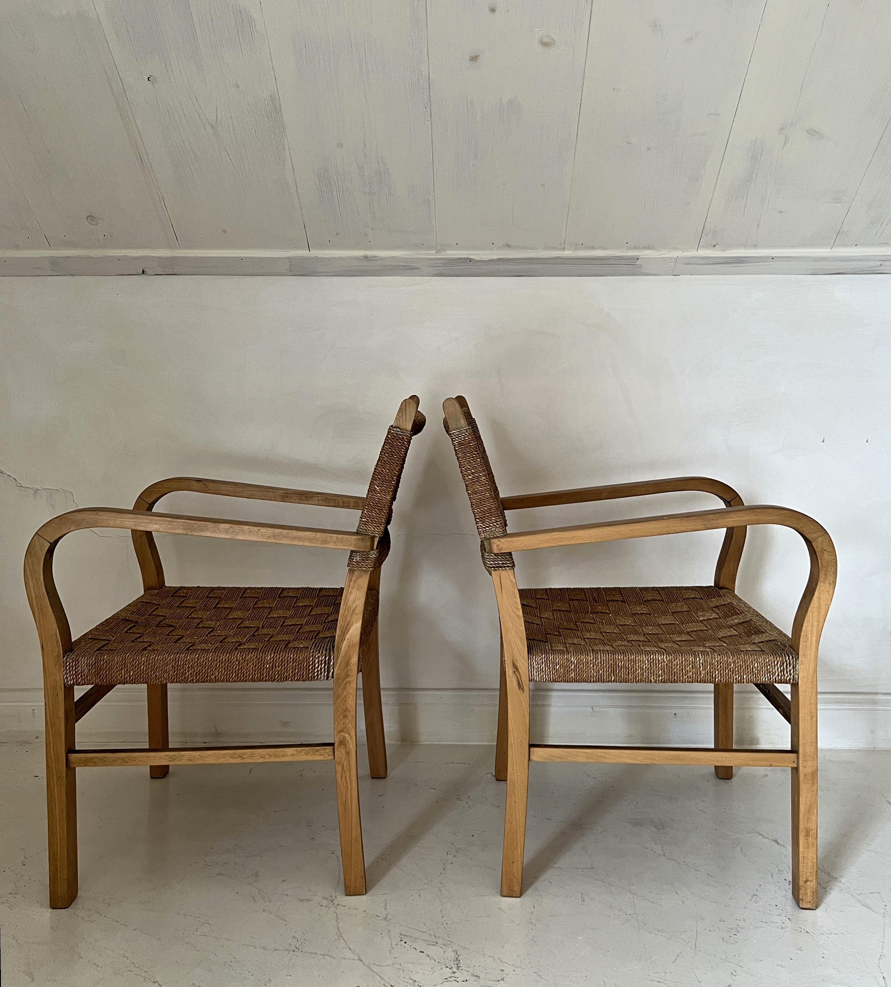 Beech Bauhaus armchairs Erich Dieckman For Sale