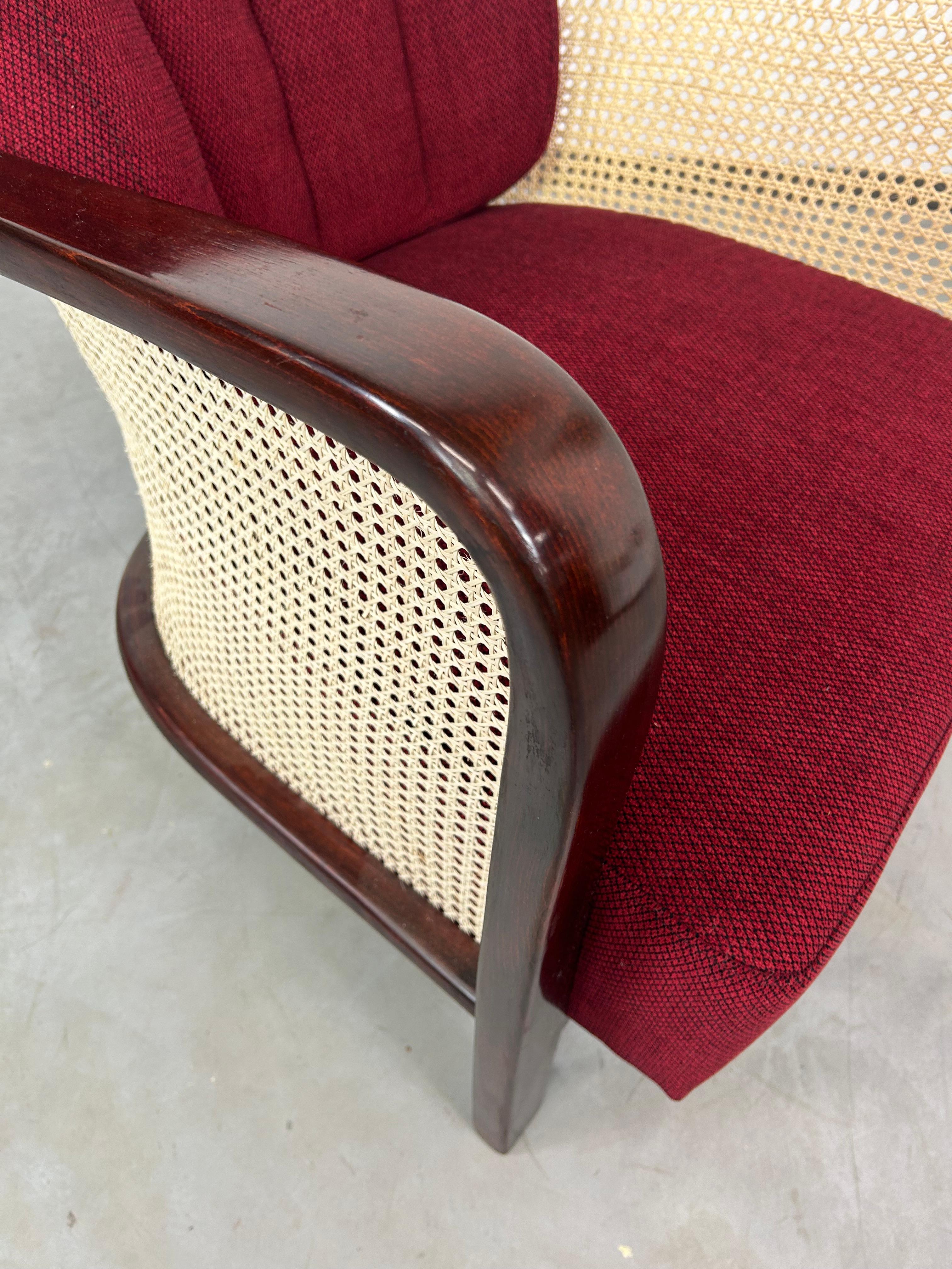 Rattan Bauhaus art deco amrchairs by Lajos Kozma for Thonet Mundus For Sale