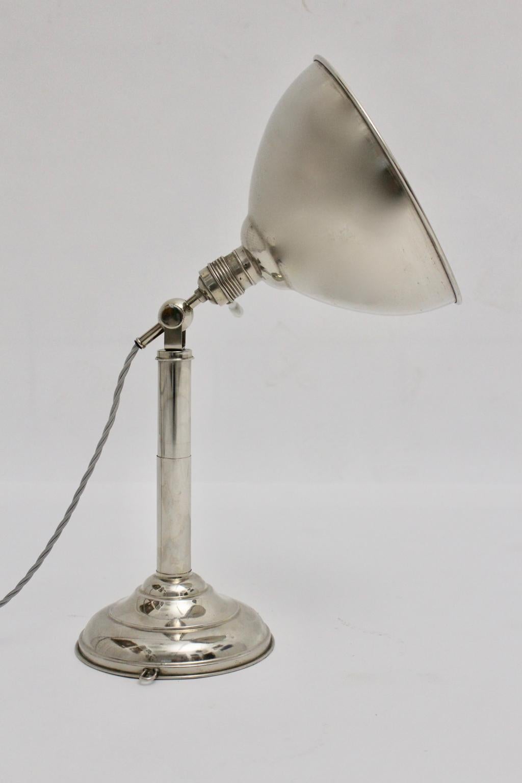 Bauhaus Art Deco Era Vintage Chromed Table Lamp or Sconce circa 1930 Germany In Good Condition In Vienna, AT