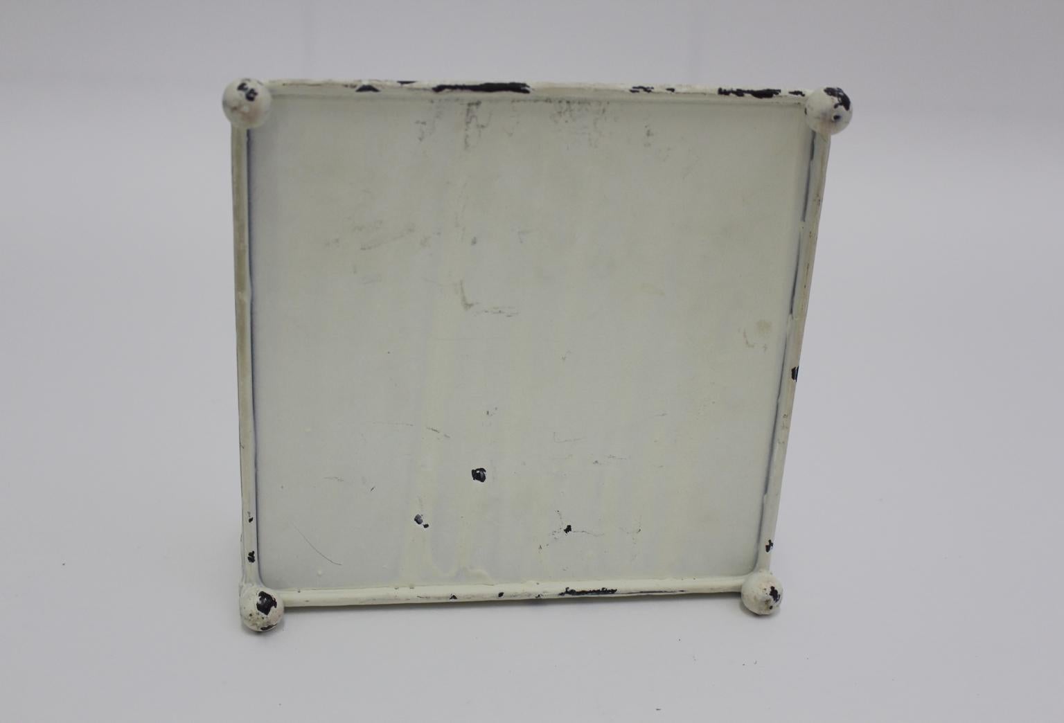 Lacquered Bauhaus Style Art Deco Vintage White Metal Napkin Holder, Germany, circa 1920 For Sale