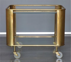 Bauhaus Art Deco Streamline Serving Trolley Bar Cart Brass Glass Lucite 1930 50s