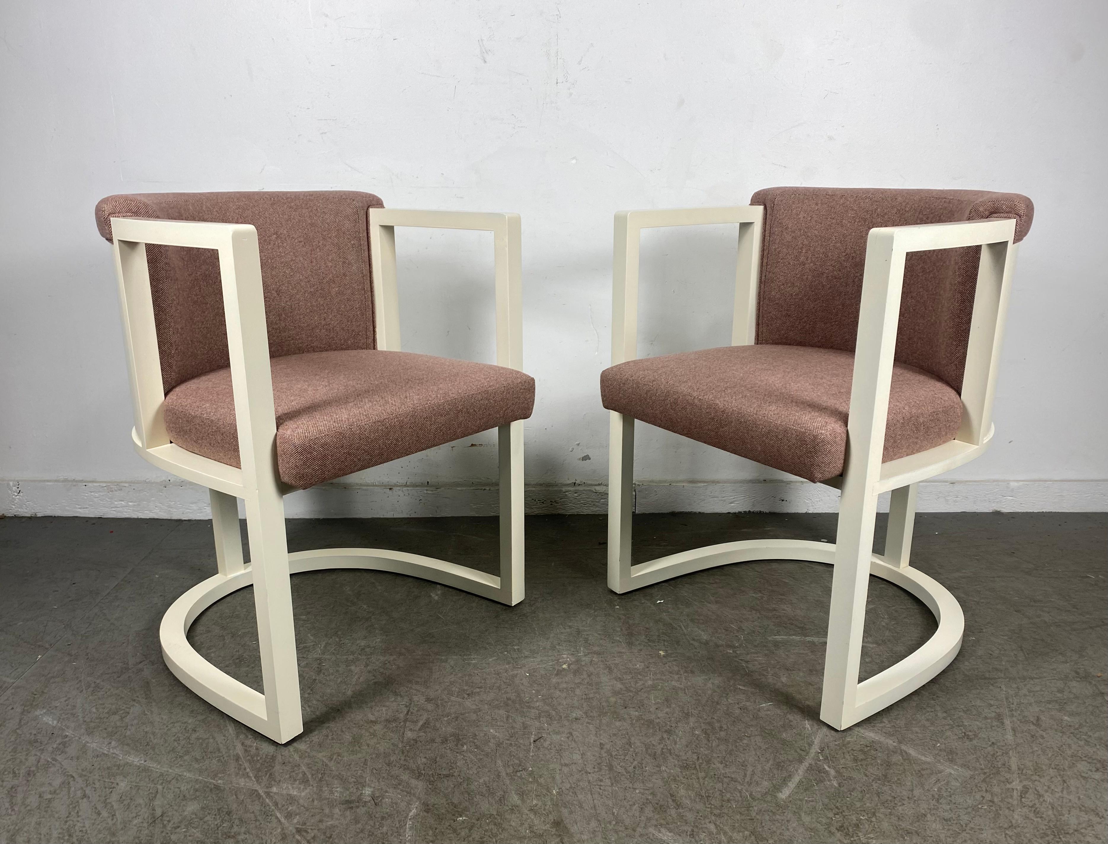 American  Bauhaus , Art Deco Style Arm Dining or Lounge Chairs, , After Josef Hoffmann