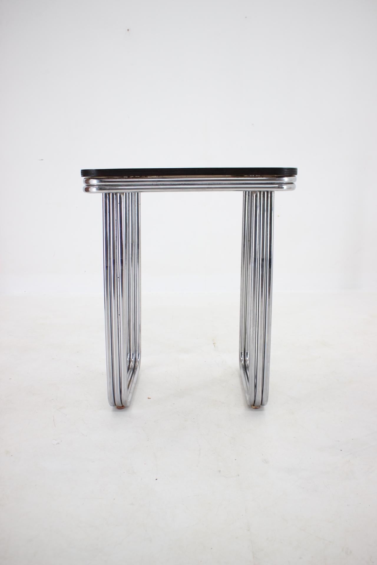 Bauhaus Art-déco-Tisch aus verchromtem Stahlrohr – 1930er Jahre (Mitte des 20. Jahrhunderts) im Angebot