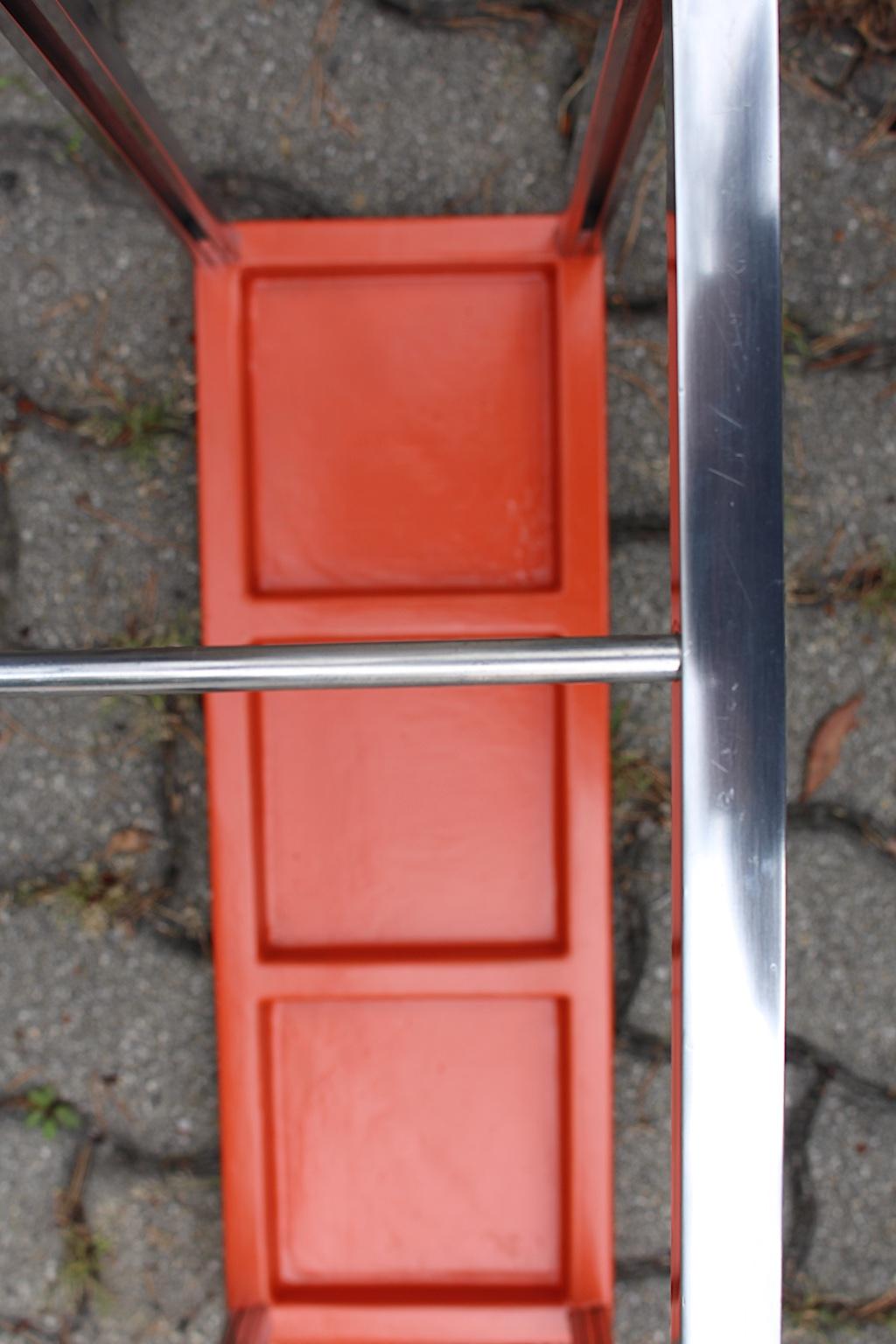Bauhaus Art Deco Vintage Red Silver Aluminum Umbrella Stand, 1930s, Germany For Sale 12