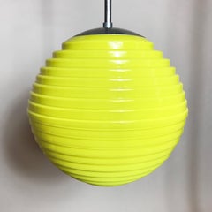 Bauhaus, Art Deco Yellow Glass Beehive Globe Pendant, 1930s, Germany