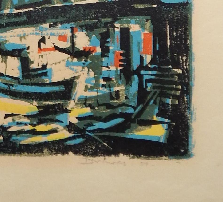 Werner Drewes Bauhaus Artist Color Woodblock, 1954, Manhattan In Excellent Condition In Phoenix, AZ