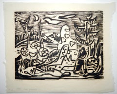 Werner Drewes Bauhaus Artist Woodblock, 1956, the Lovers