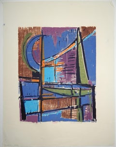 Werner Drewes Bauhaus Artist Color Woodblock, 1965, Calm Night