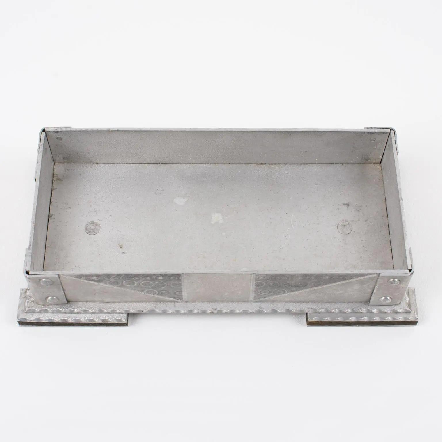 Bauhaus Arts and Crafts Industrial Textured Aluminum Box, 1920s For Sale 3