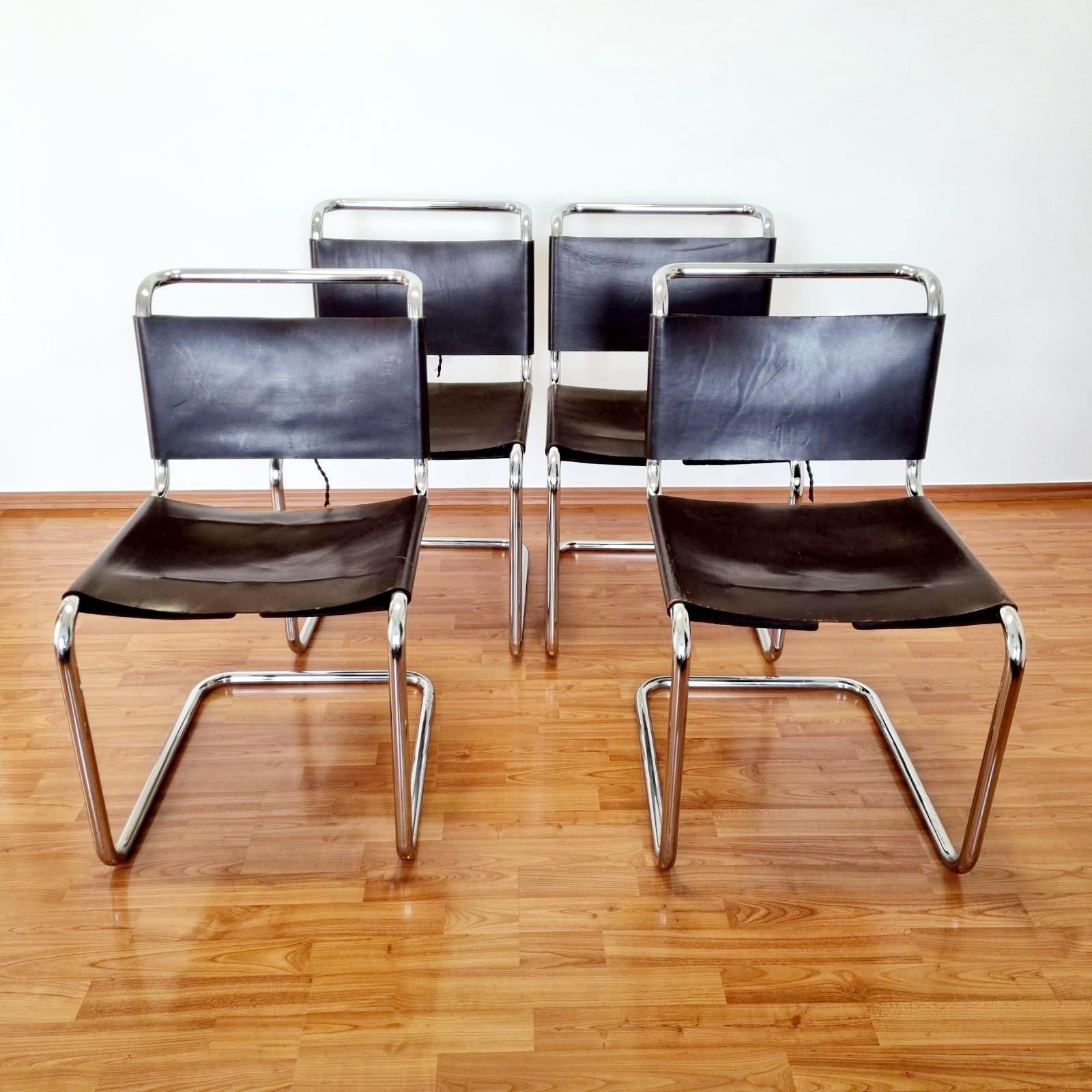 Mid-20th Century Bauhaus B33 Dining Chairs by Marcel Breuer for Gavina, Italy 60s, Set of 4 For Sale