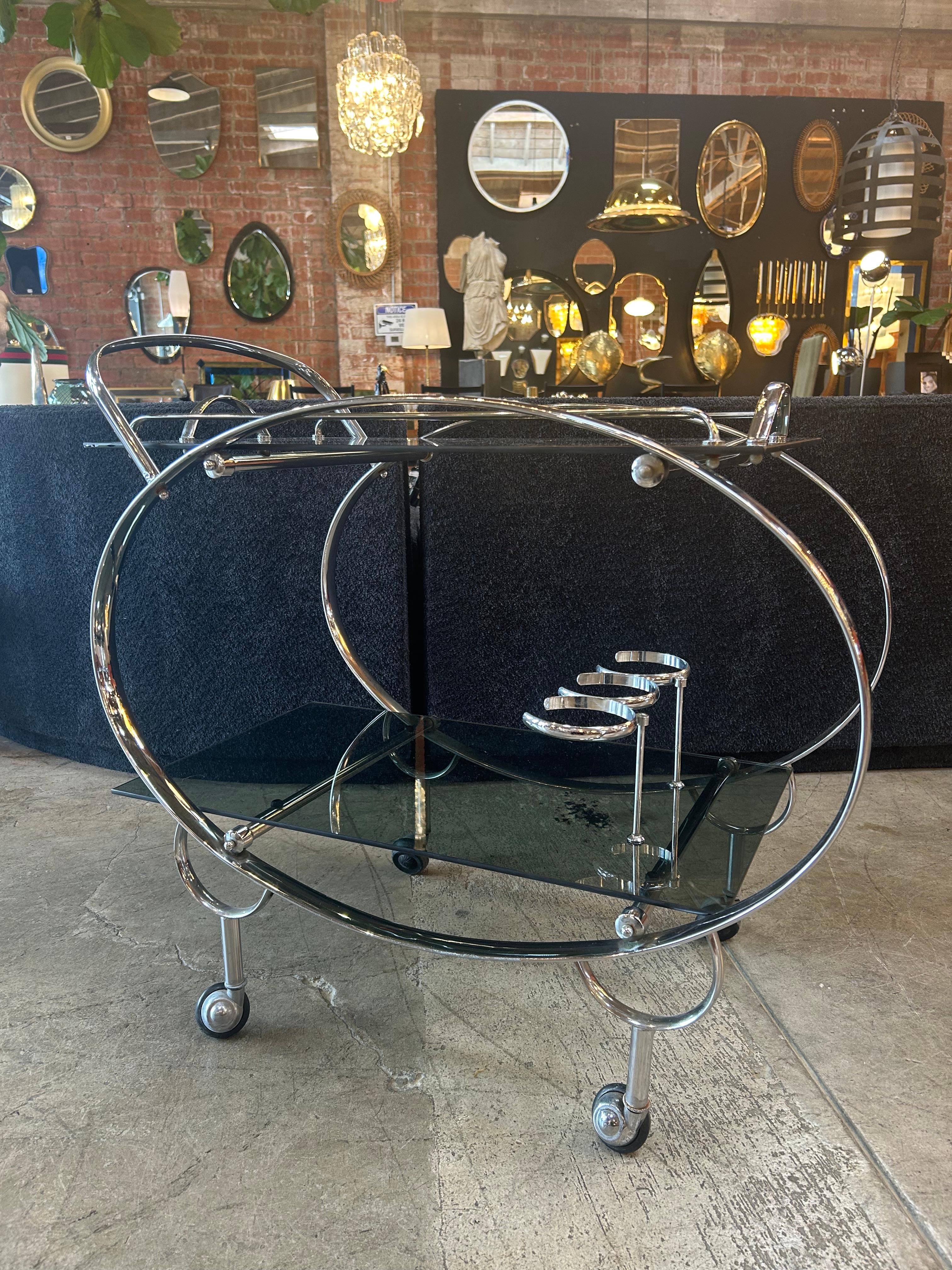 Carrito de Bar Bauhaus Cromado Art Decó en venta