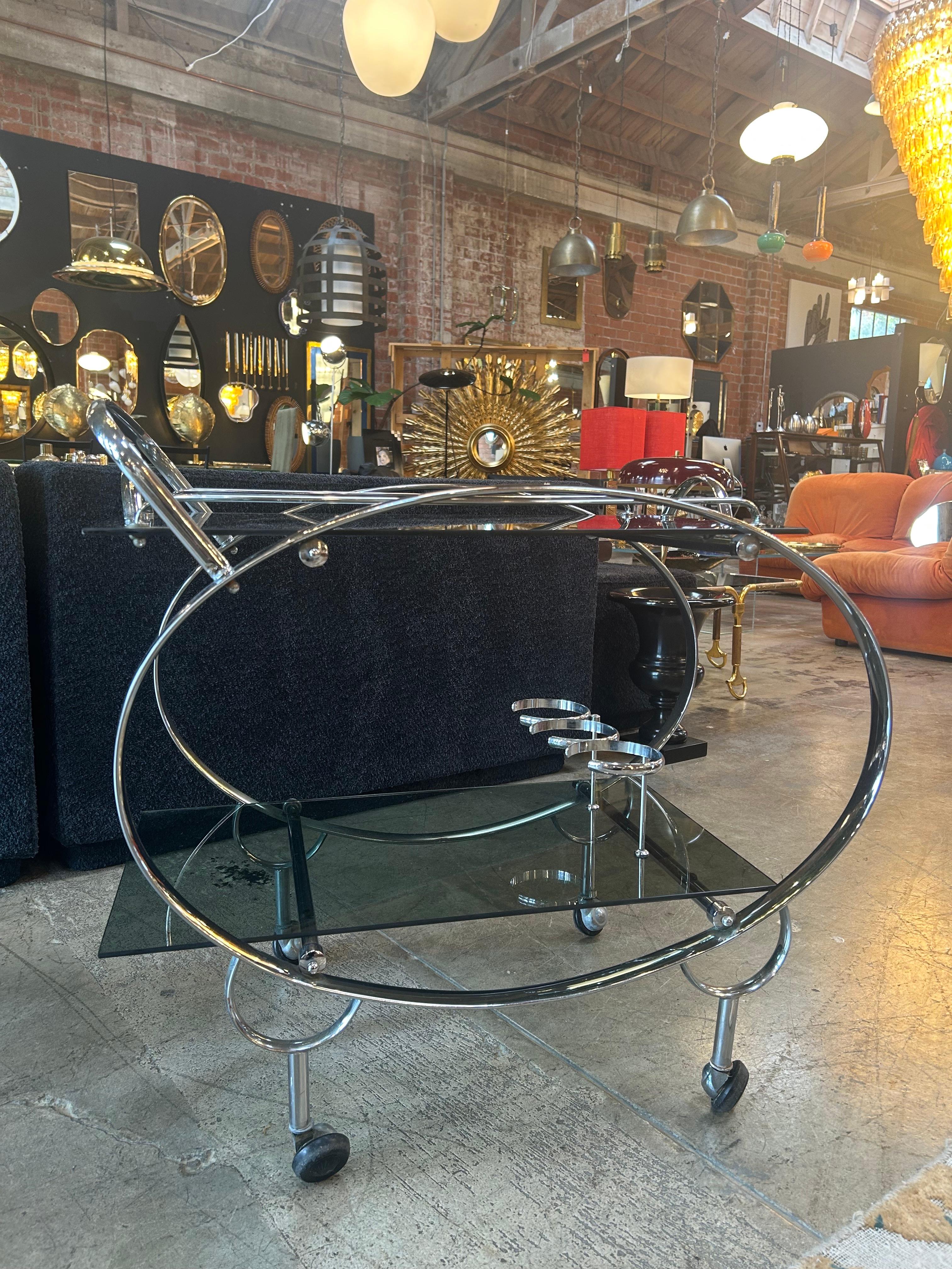 Carrito de Bar Bauhaus Cromado Italiano en venta
