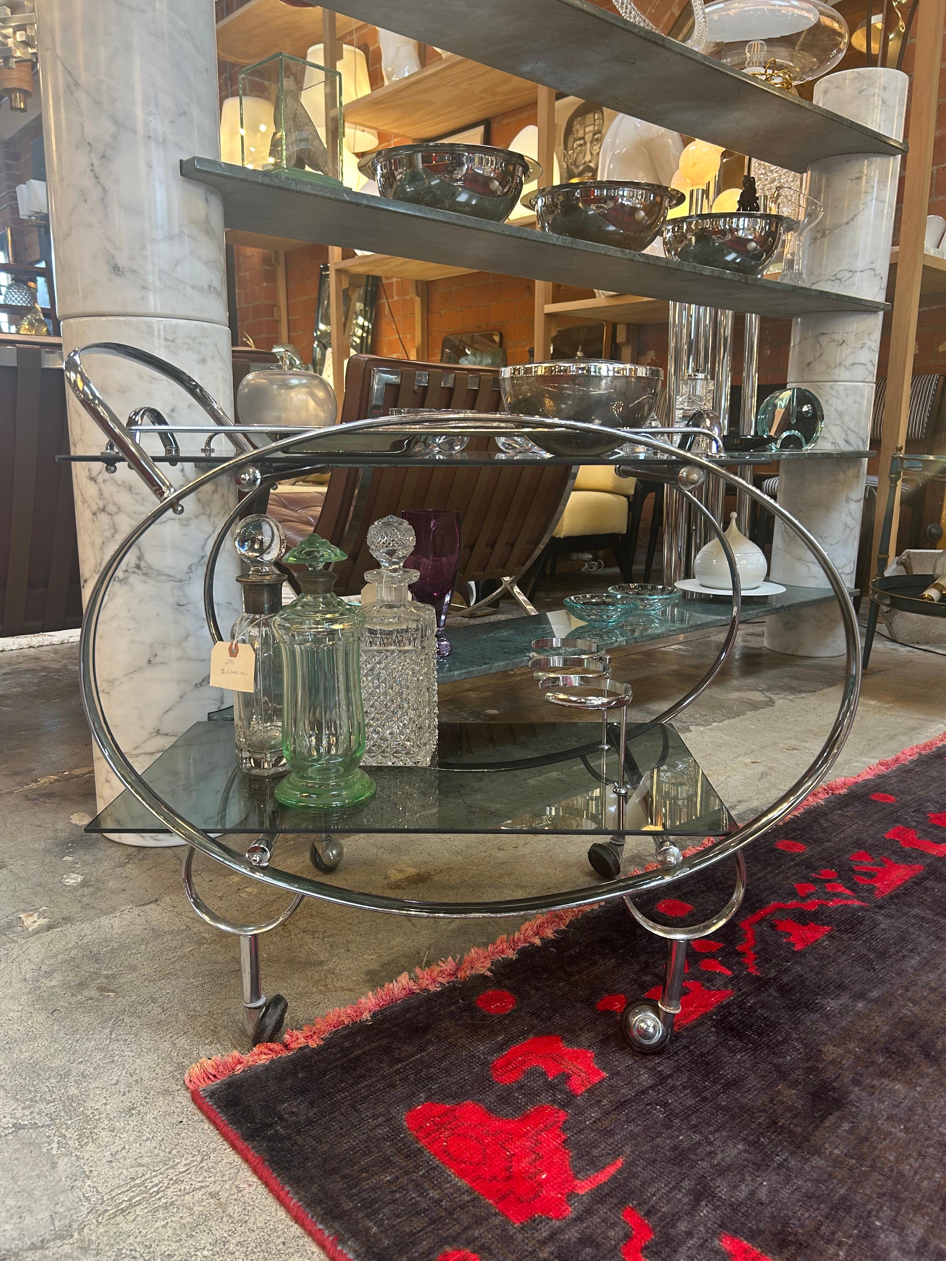 Carrito de Bar Bauhaus Cromado finales del siglo XX en venta