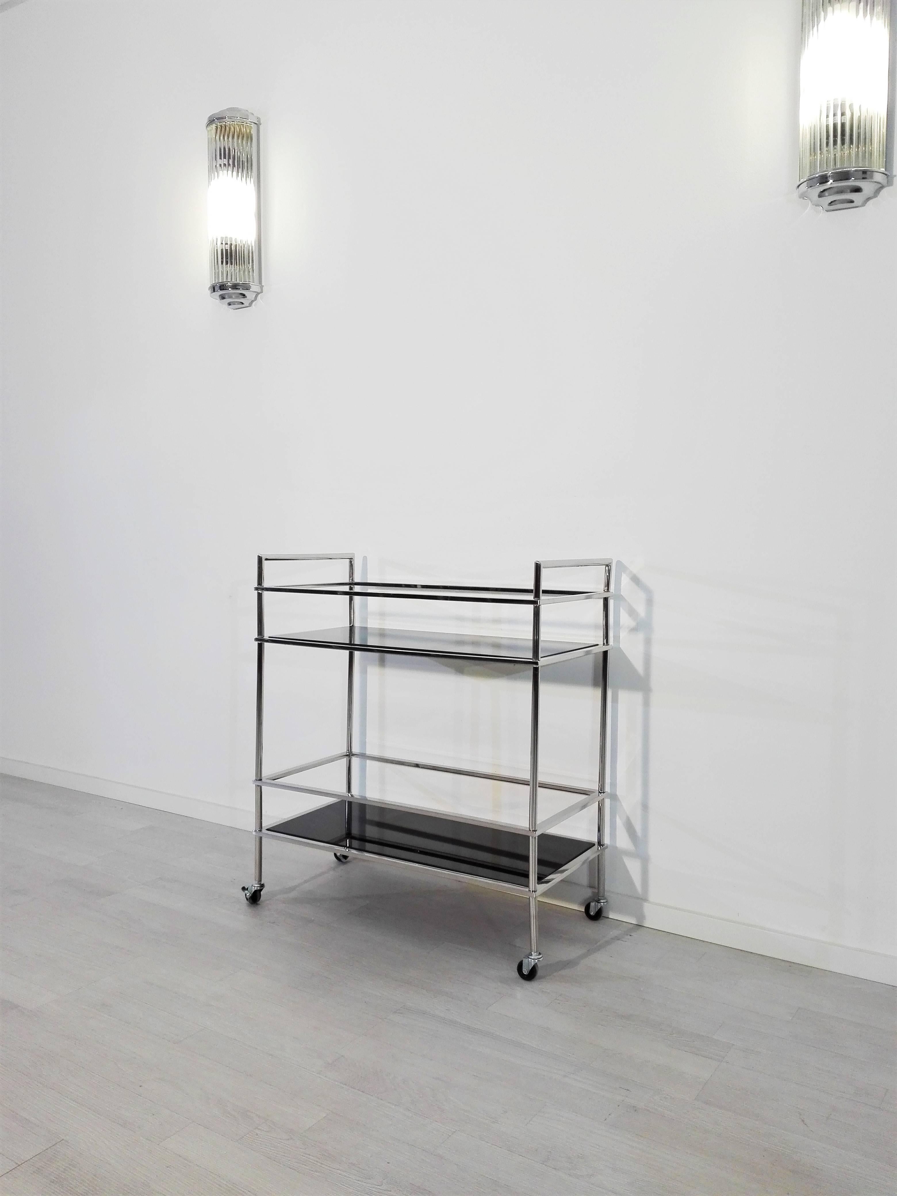 Bauhaus Bar Cart with Lacobel Glass (Deutsch)