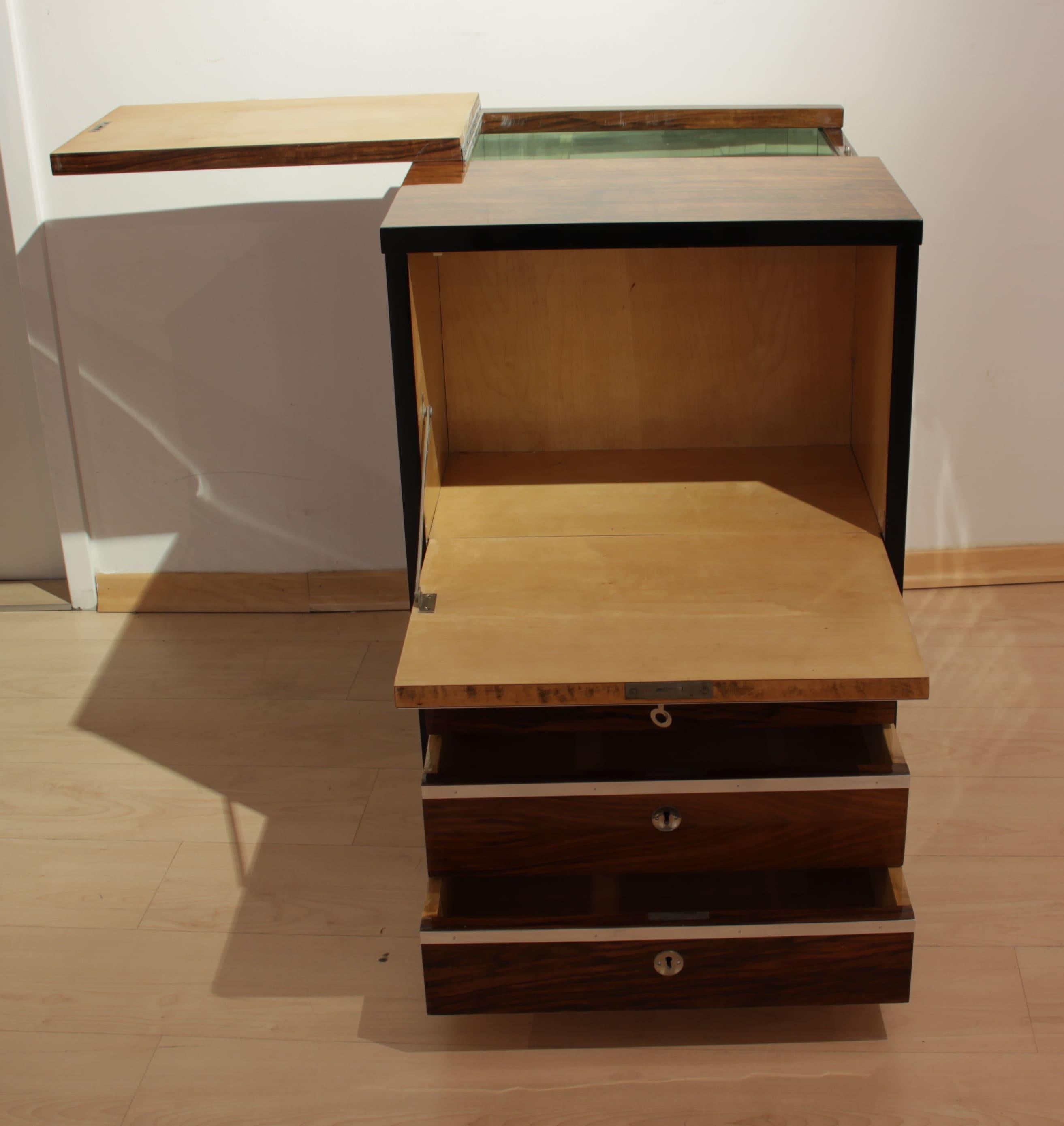 Metal Modernist Bar Cabinet, Walnut and Maple, Germany, circa 1930