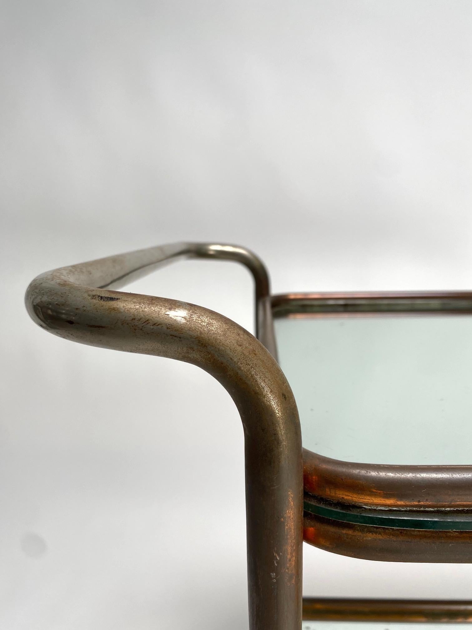 Carro de bar Bauhaus de Luigi Brusotti, metal y espejo, Italia 1941 mediados del siglo XX en venta