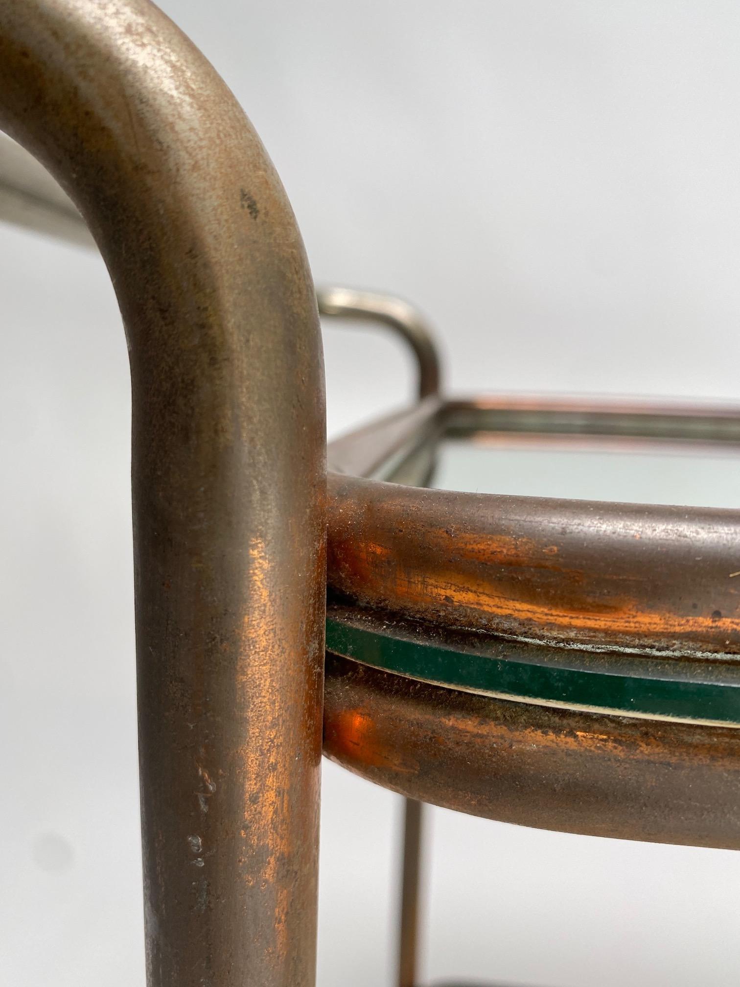 Carro de bar Bauhaus de Luigi Brusotti, metal y espejo, Italia 1941 Metal en venta
