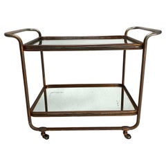 Carrello da bar Bauhaus di Luigi Brusotti, metallo e specchio, Italia 1941