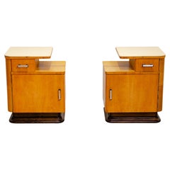 Vintage Bauhaus bedside tables by Jindřich Halabala, Czechoslovakia 1930´s, set of 2