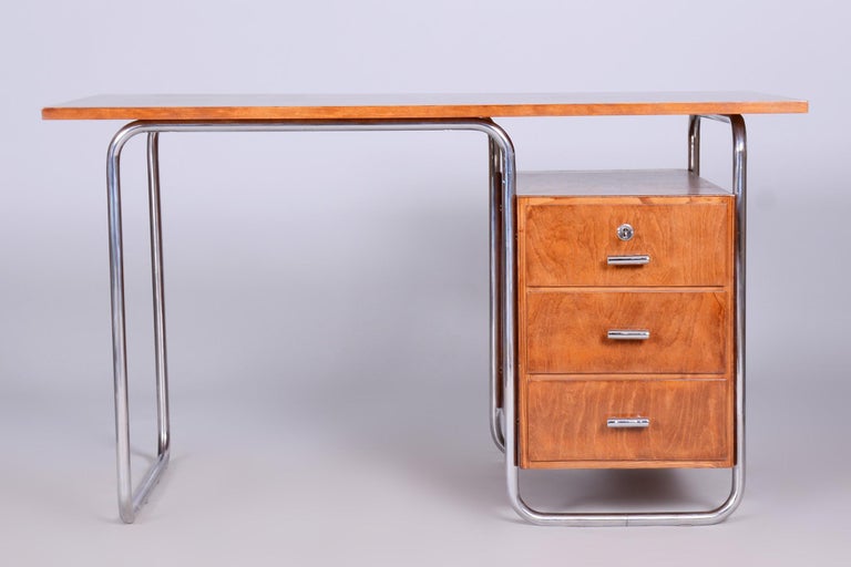 Bauhaus Beech Writing Desk Made in 1930s by Robert Slezak, Czechia