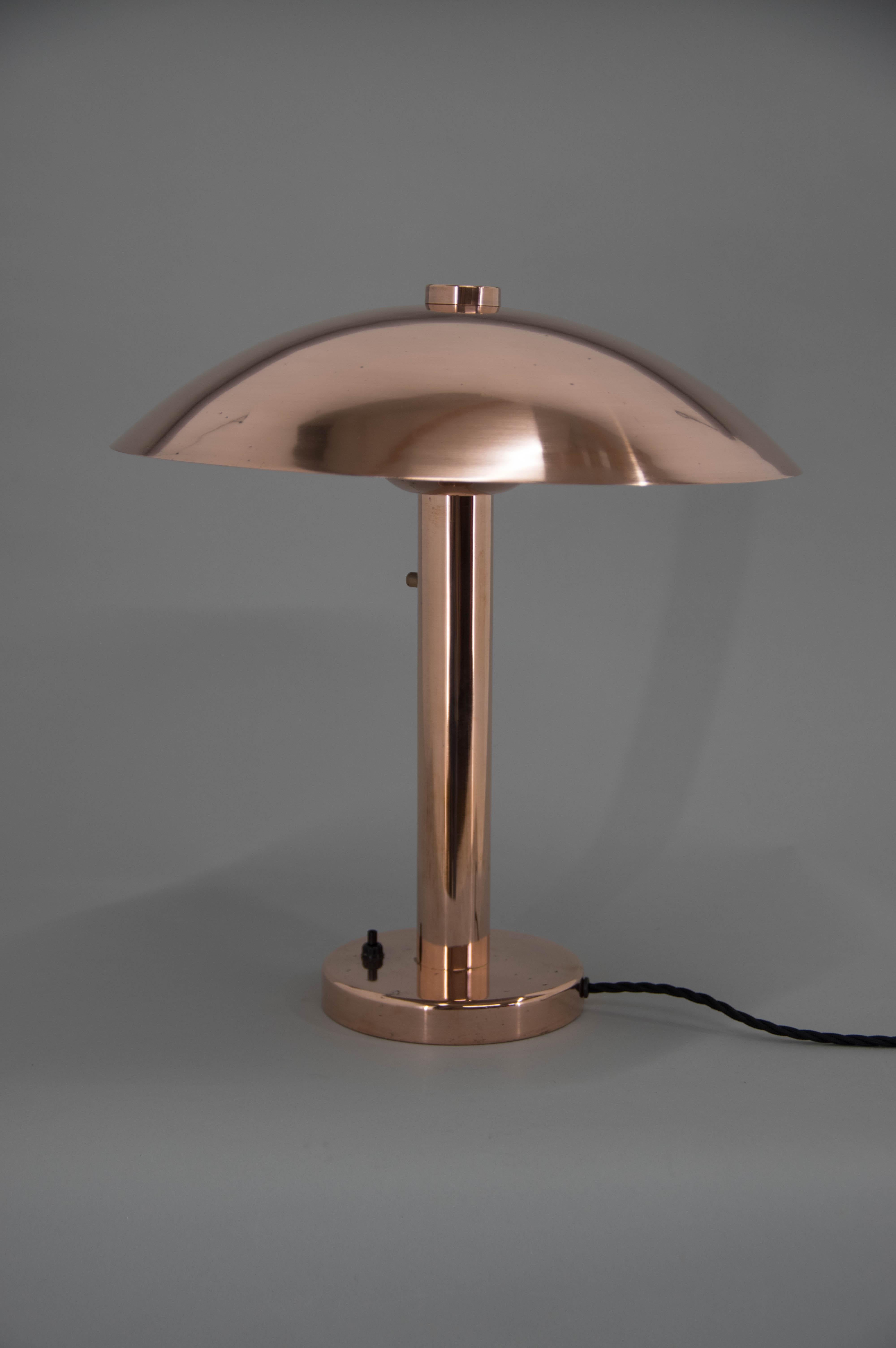 Czech Bauhaus Big Mushroom Table Lamp, 1930s, Restored For Sale