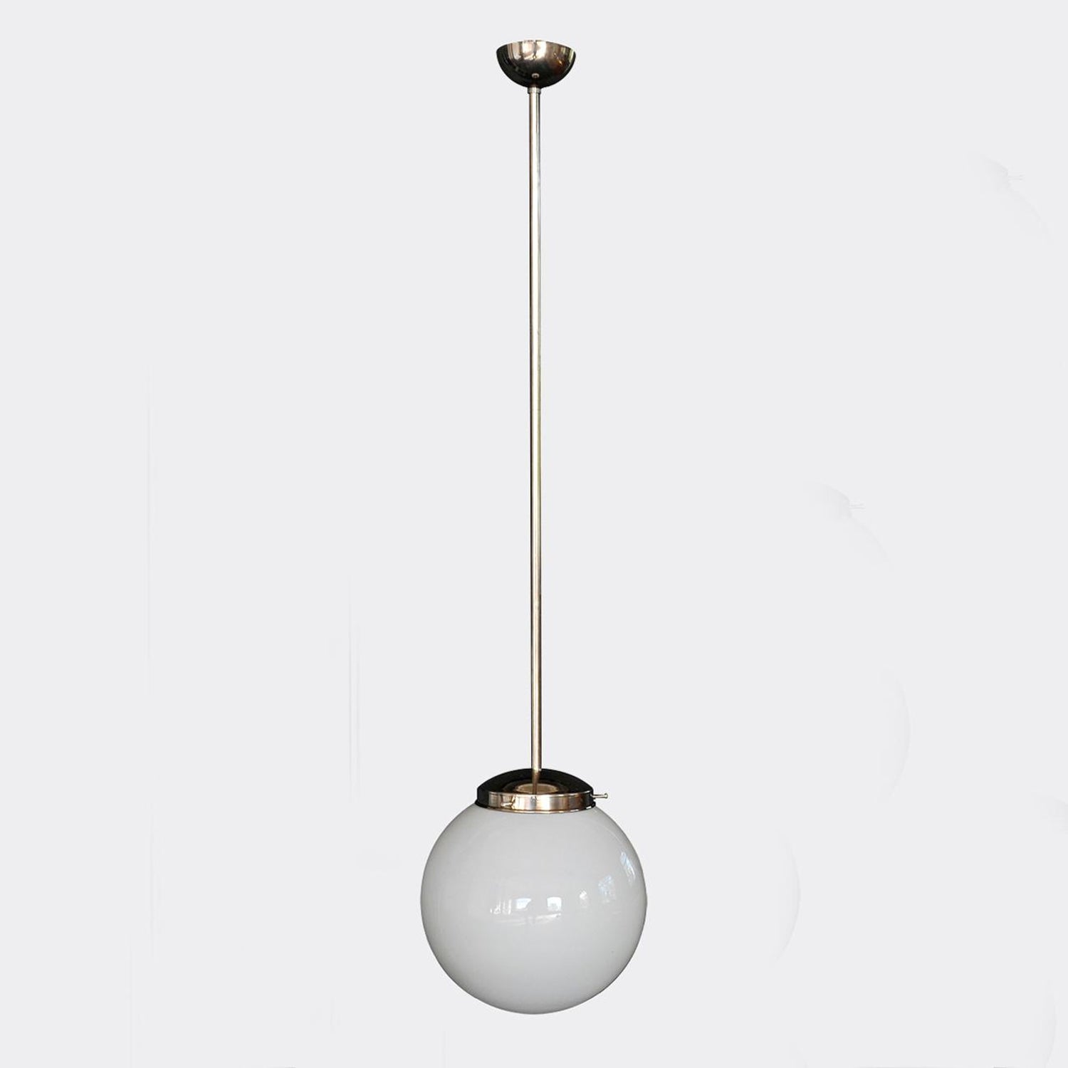 Bauhaus Big Opal Glass Sphere Ceiling Light Hungary 1950s